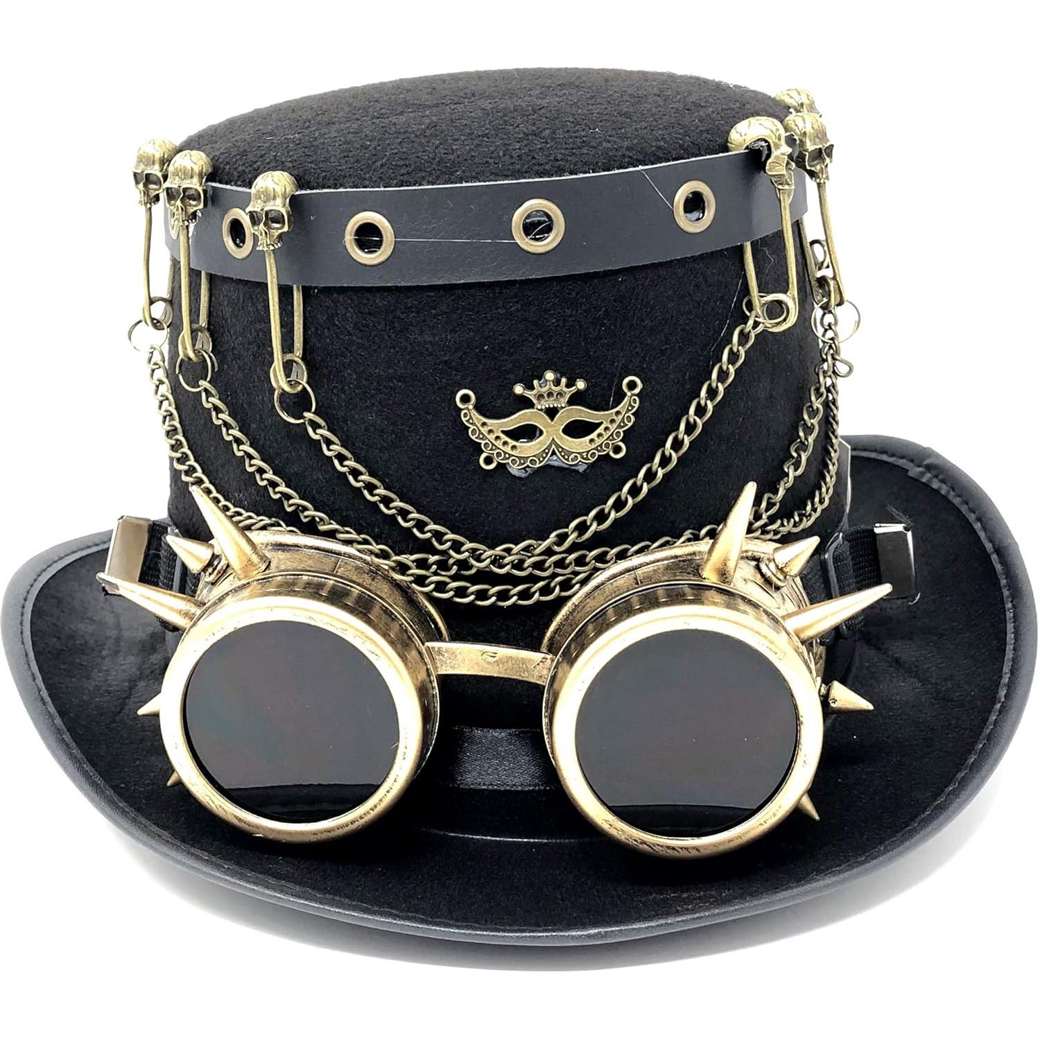 Sombrero de Copa Steampunk Loco con Pluma para Disfraz