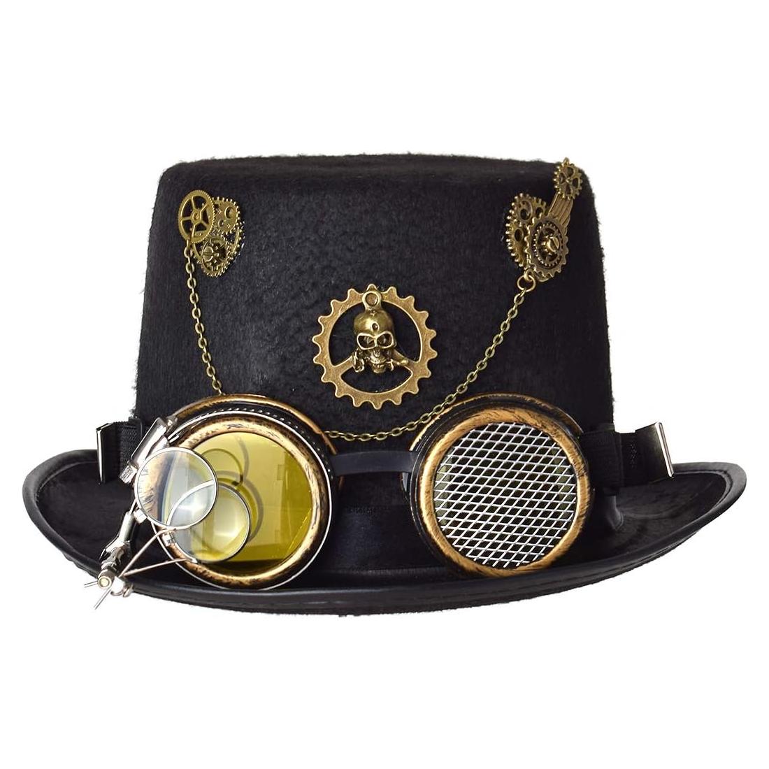 Sombrero de Copa Steampunk GRACEART con Gafas Removibles