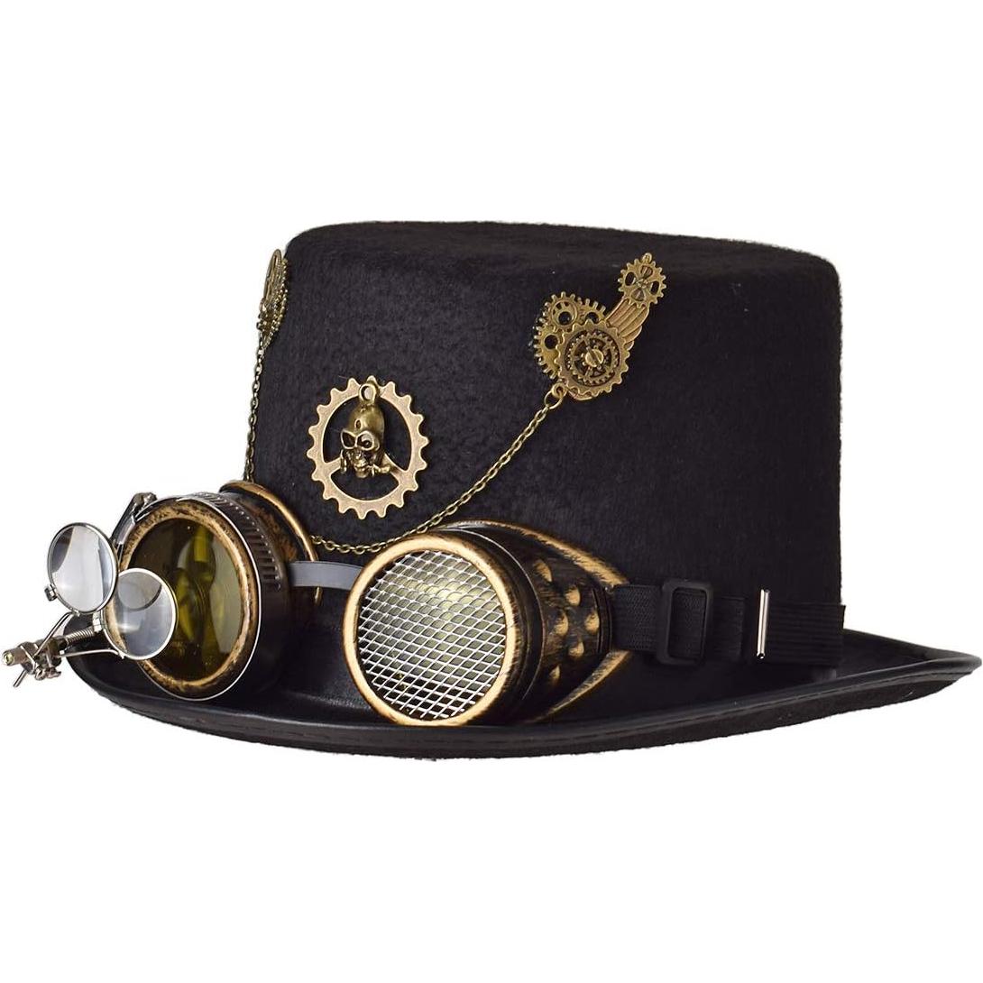 Sombrero de Copa Steampunk GRACEART con Gafas Removibles