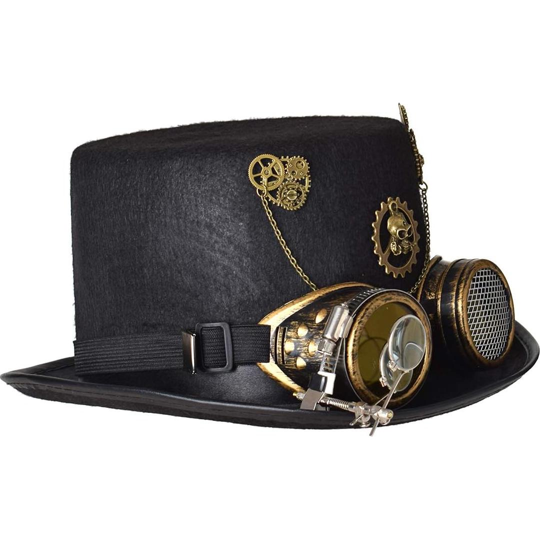 Sombrero de Copa Steampunk GRACEART con Gafas Removibles