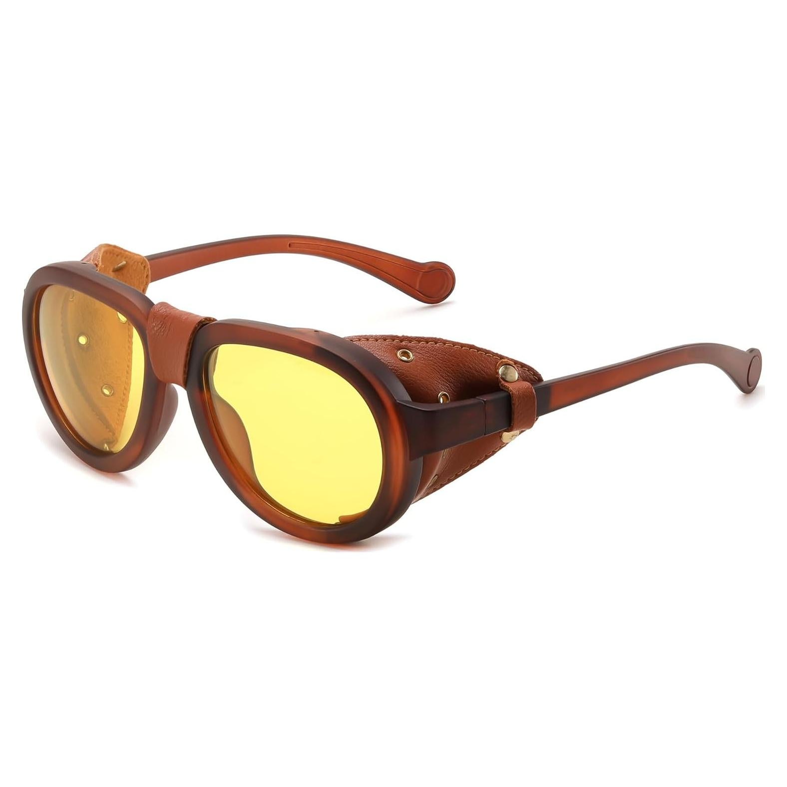 Gafas de sol Steampunk FEISEDY con lente amarilla polarizada