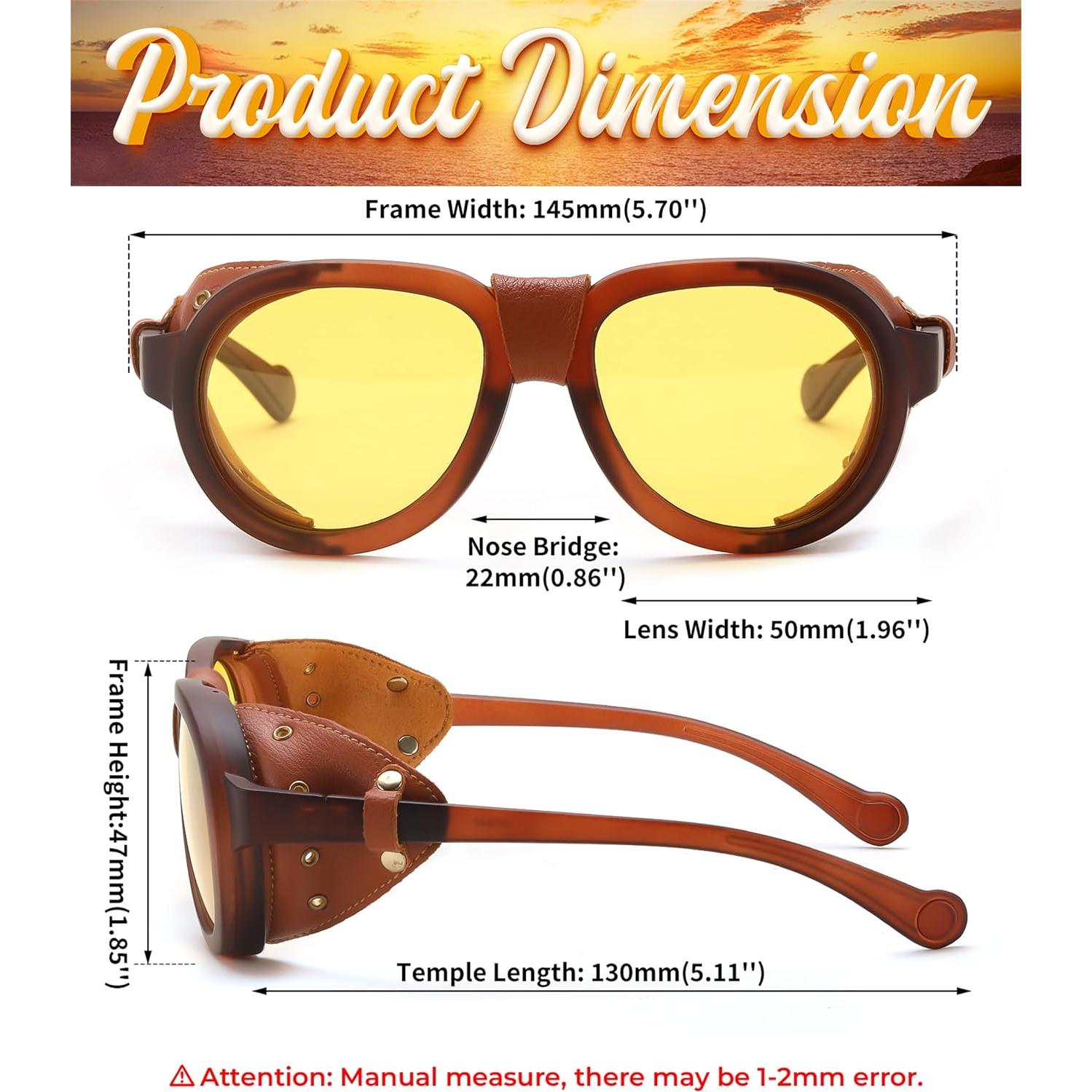 Gafas de sol Steampunk FEISEDY con lente amarilla polarizada