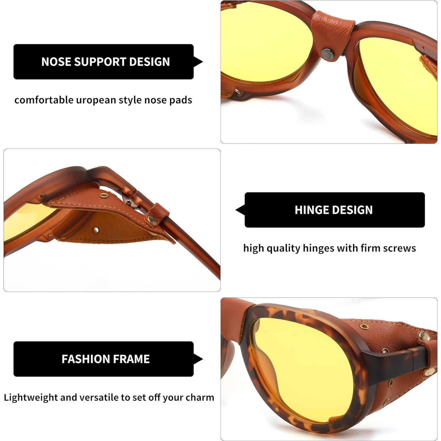 Gafas de sol Steampunk FEISEDY con lente amarilla polarizada