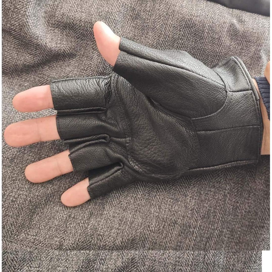 Guantes Sin Dedos Maysong Punk Gótico Unisex Cuero 15.5cm