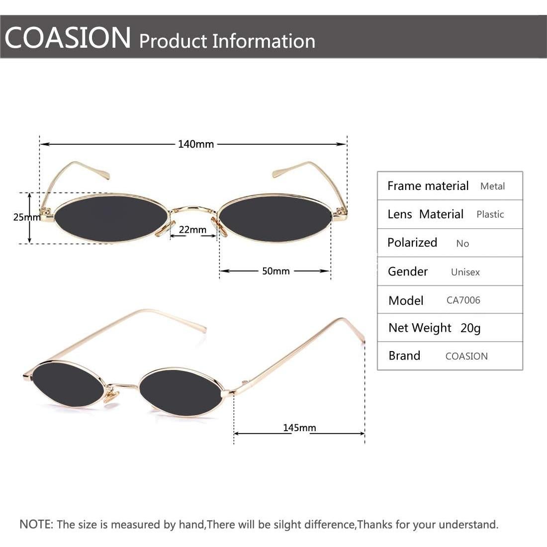 Gafas de Sol Vintage Ovaladas Coasion UV400 Marco Metal