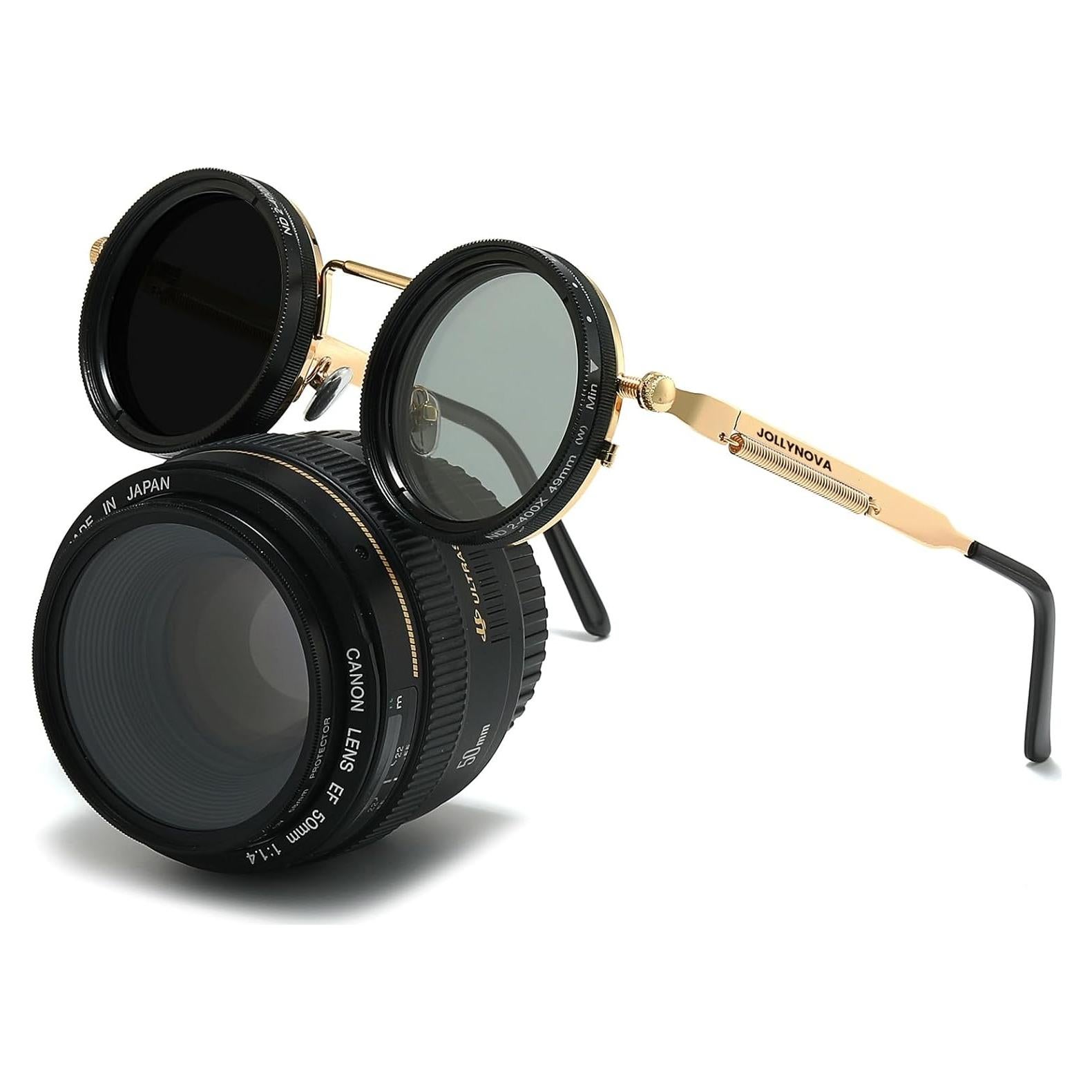 Gafas de sol ajustables JOLLYNOVA retro steampunk polarizadas