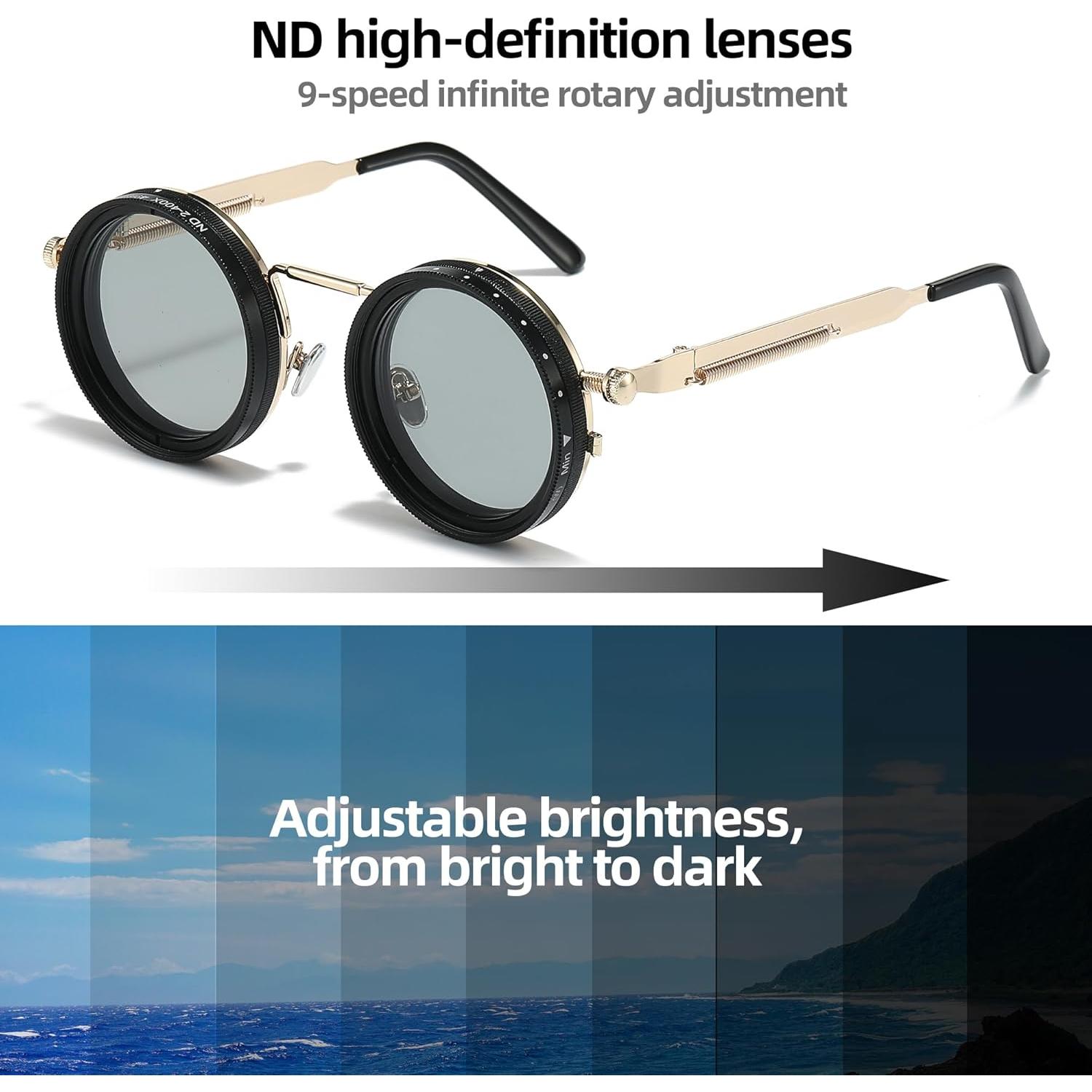 Gafas de sol ajustables JOLLYNOVA retro steampunk polarizadas