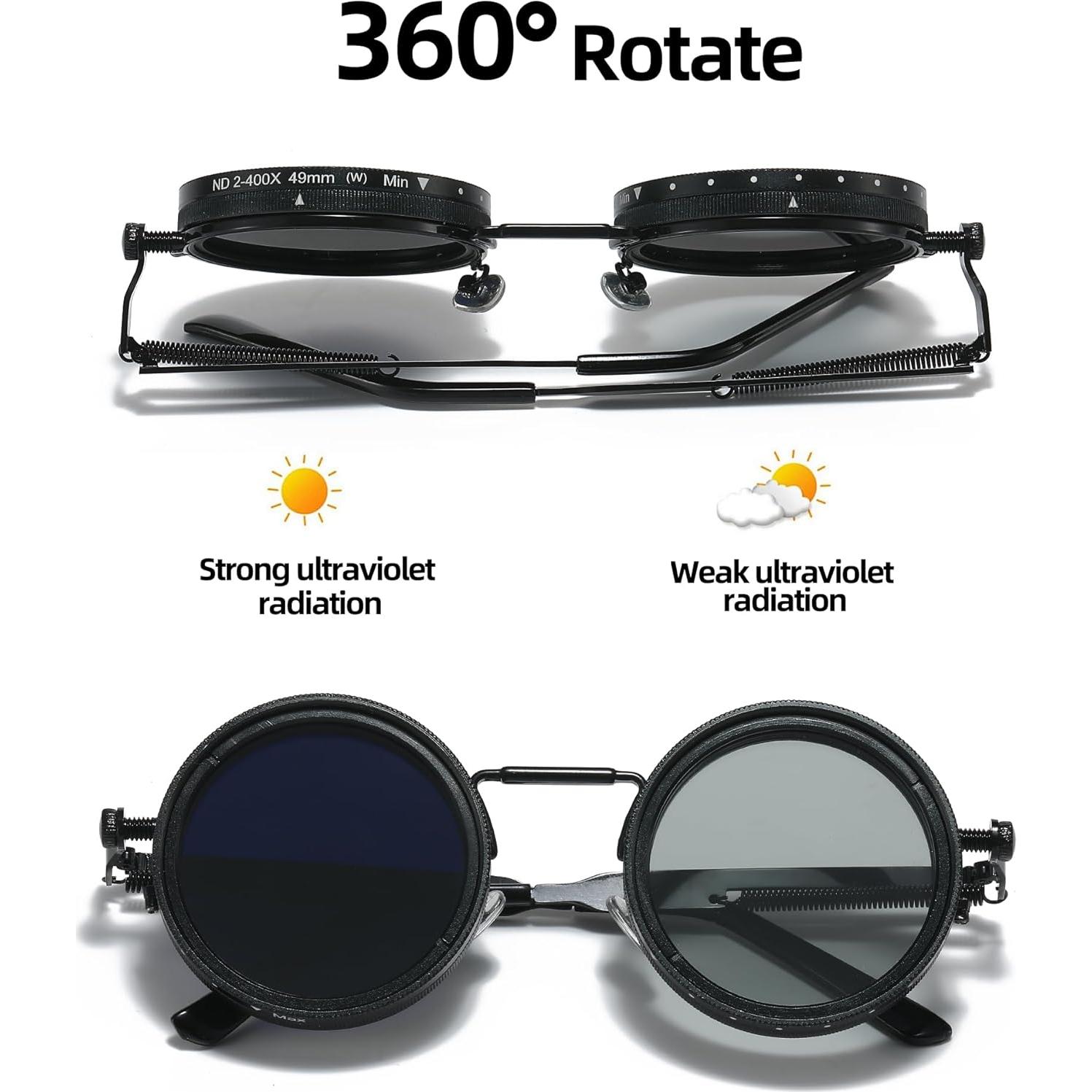 Gafas de sol ajustables JOLLYNOVA retro steampunk polarizadas