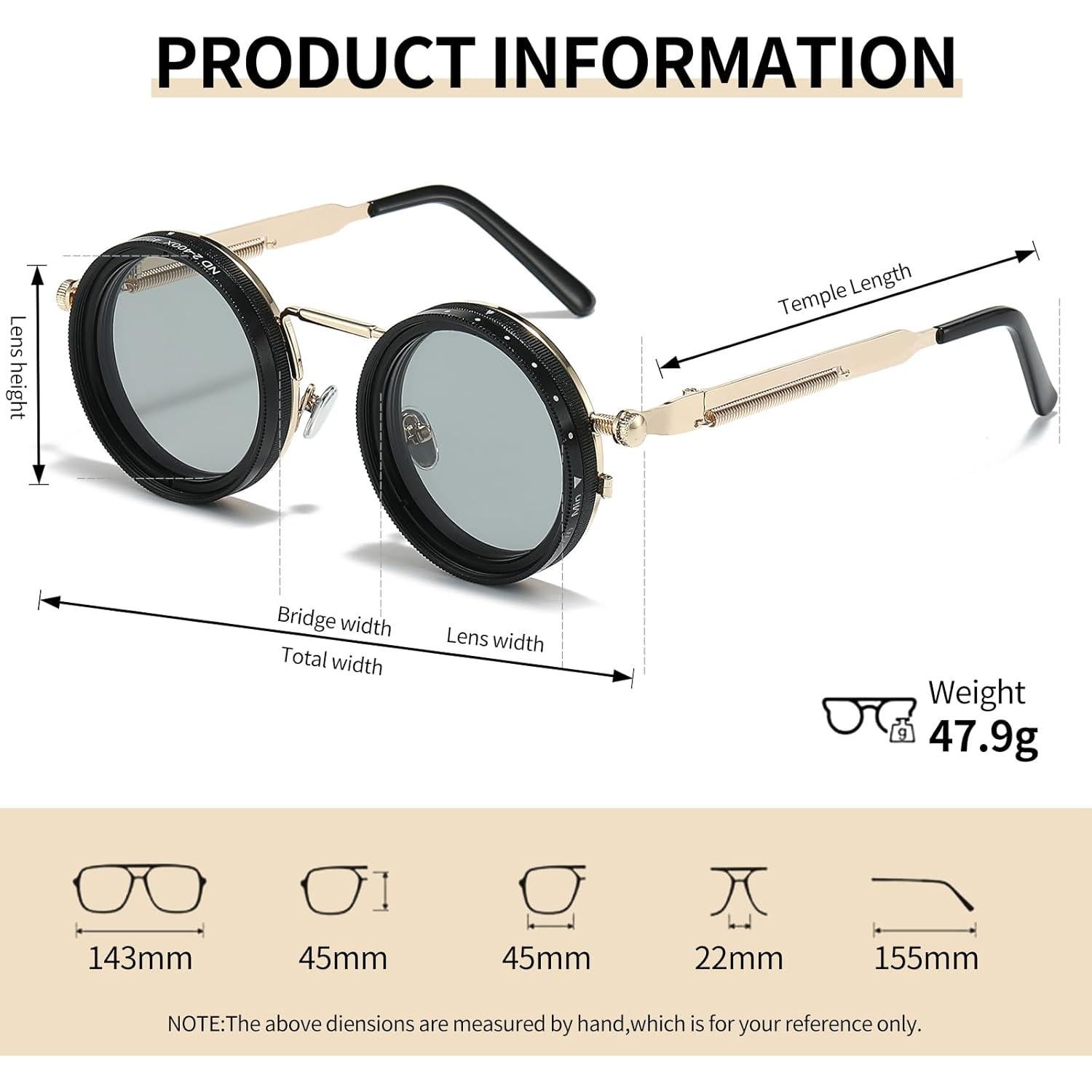 Gafas de sol ajustables JOLLYNOVA retro steampunk polarizadas