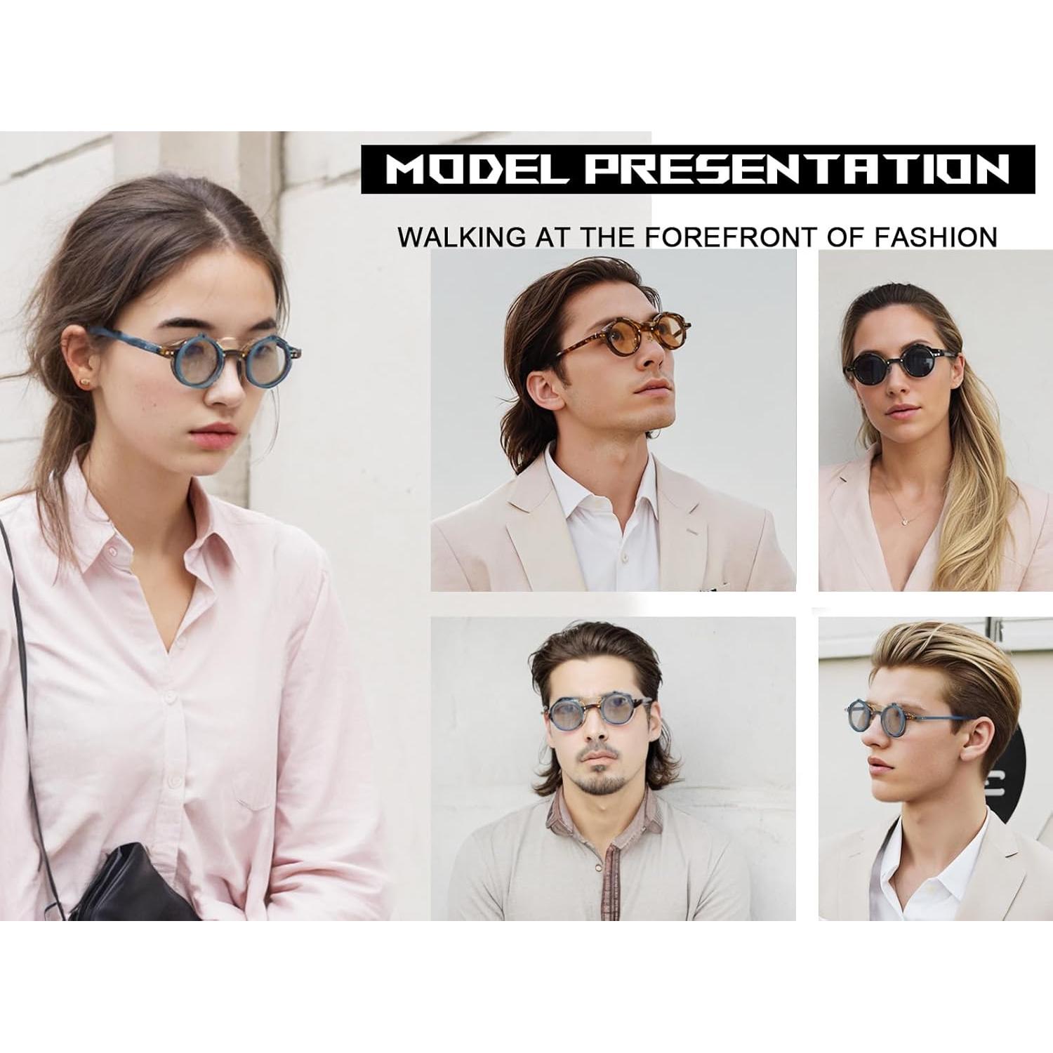 Gafas de sol redondas retro HYLLE flip-up UV 100% para hombres y mujeres