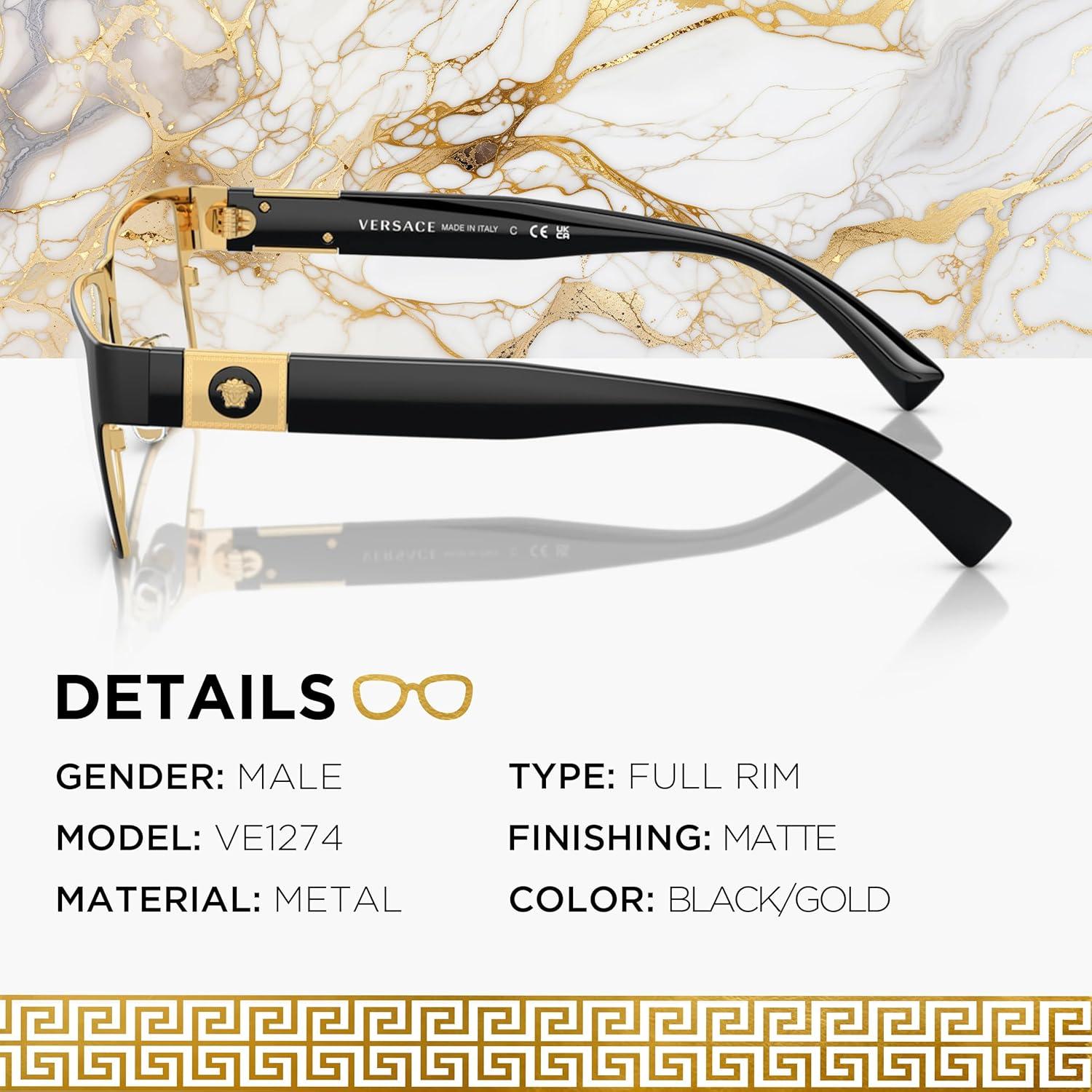 Gafas No Polarizadas Versace VE1274 para Hombres - Metal Negro/Dorado