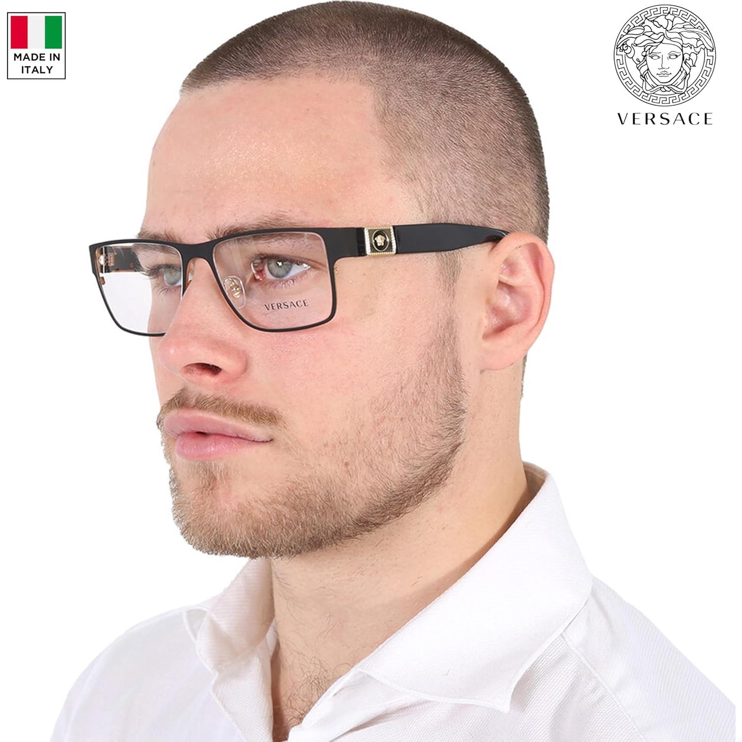 Gafas No Polarizadas Versace VE1274 para Hombres - Metal Negro/Dorado