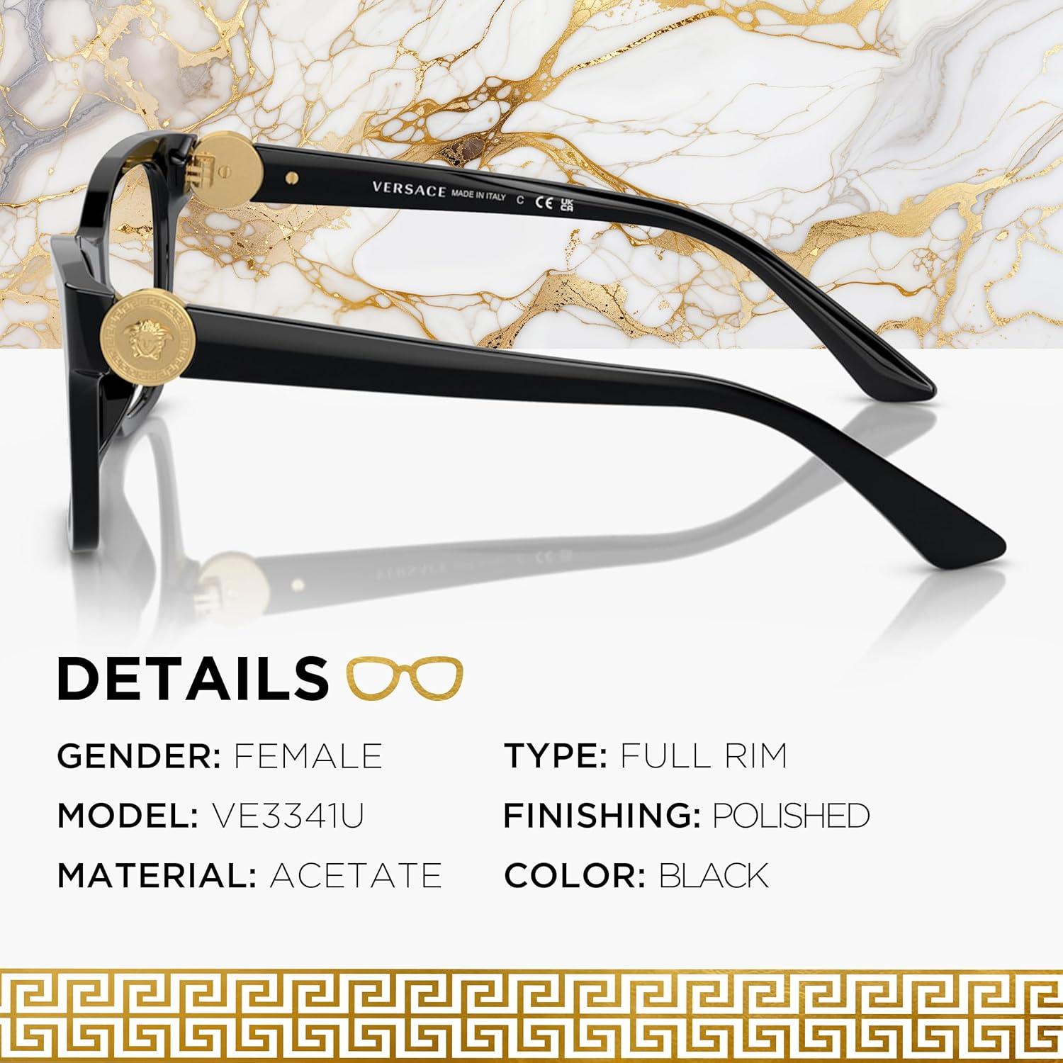 Gafas Versace VE3341U 52mm No Polarizadas para Mujeres - Acetato Negro