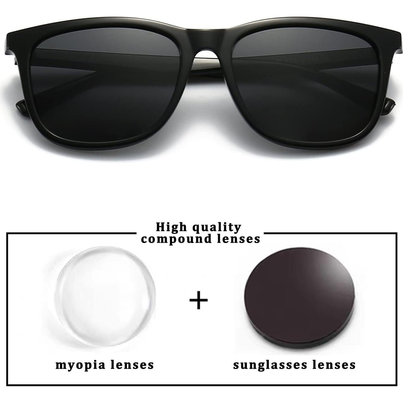 Gafas de Sol Nearsighted ALWAYSUV -3.5 UV Bloqueo Marco TR90