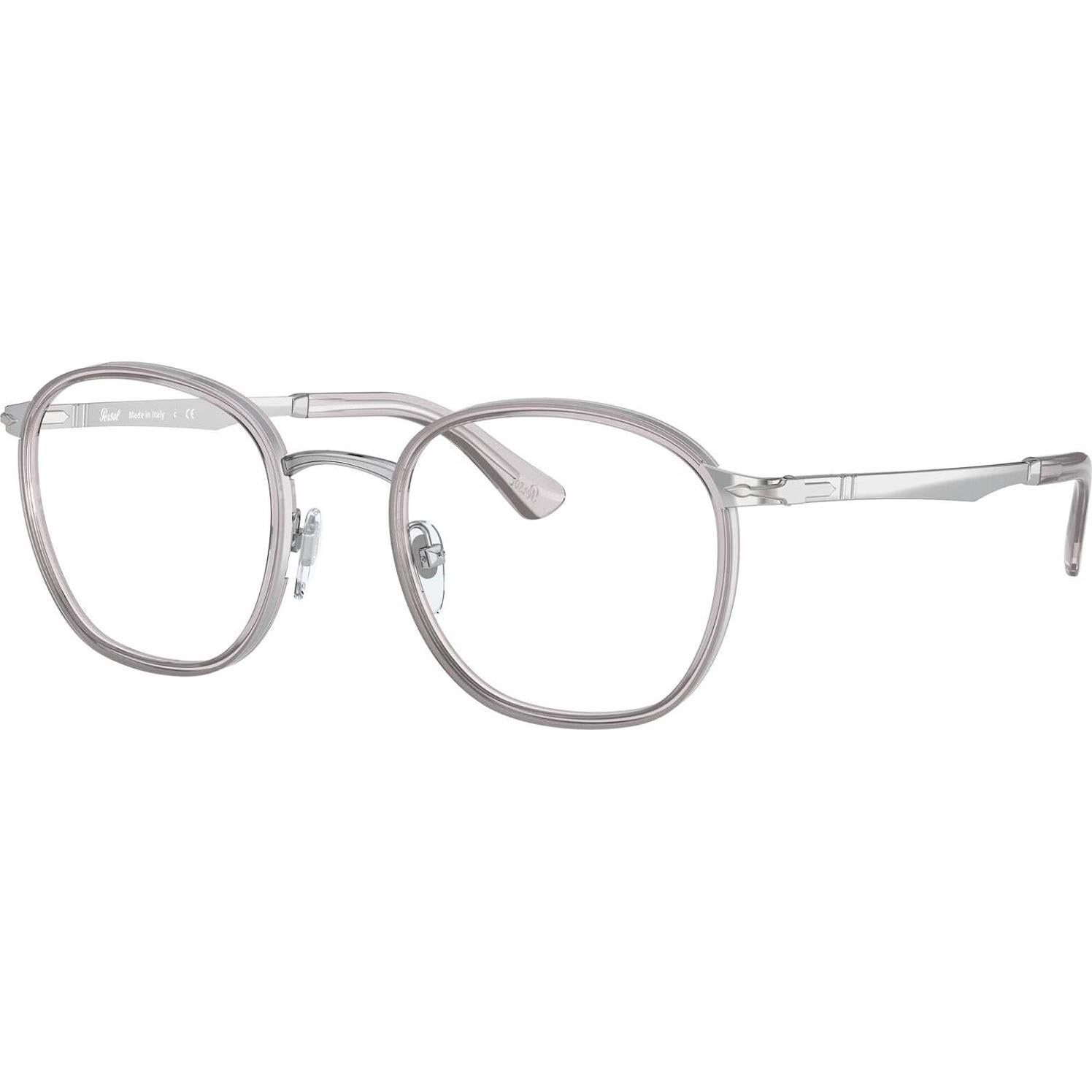 Montura de gafas recetadas redondas Persol PO2469V plata 48mm