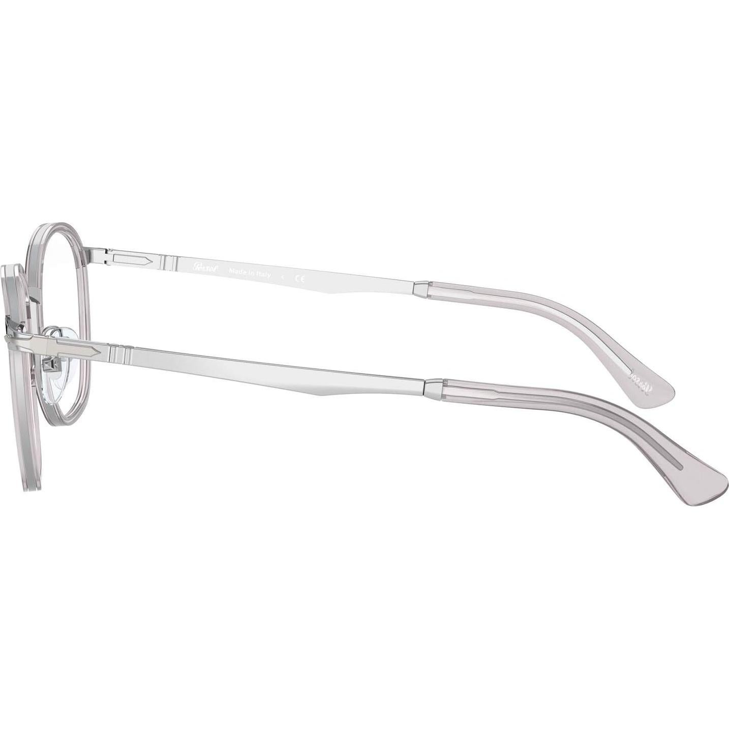 Montura de gafas recetadas redondas Persol PO2469V plata 48mm