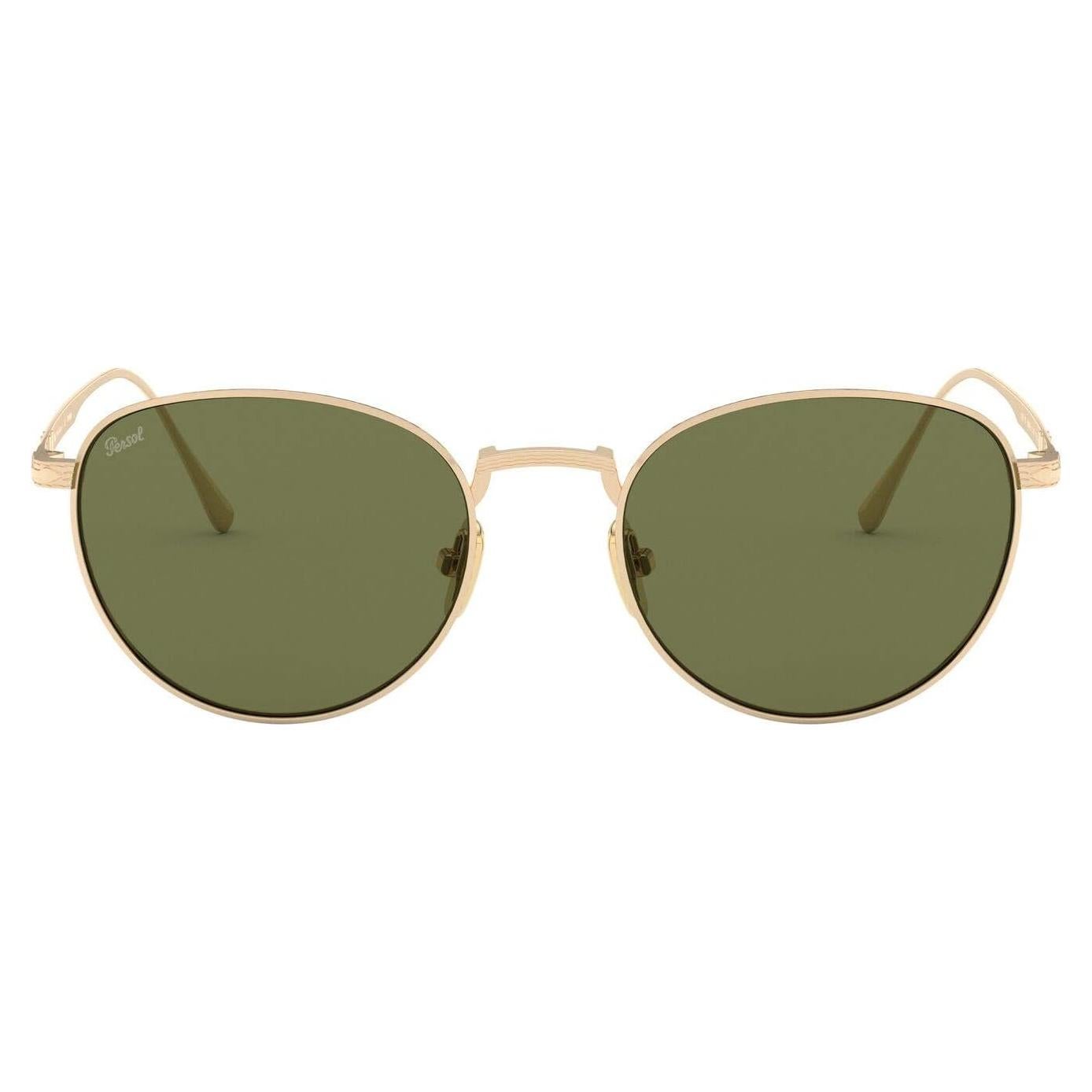 Gafas de sol redondas Persol PO5002ST doradas con lentes verdes