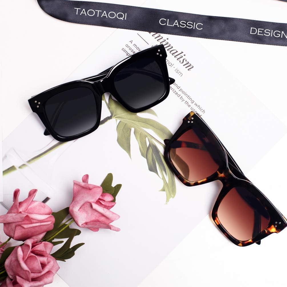 Gafas de sol cuadradas retro UV400 para mujeres - Marco negro y tortuga