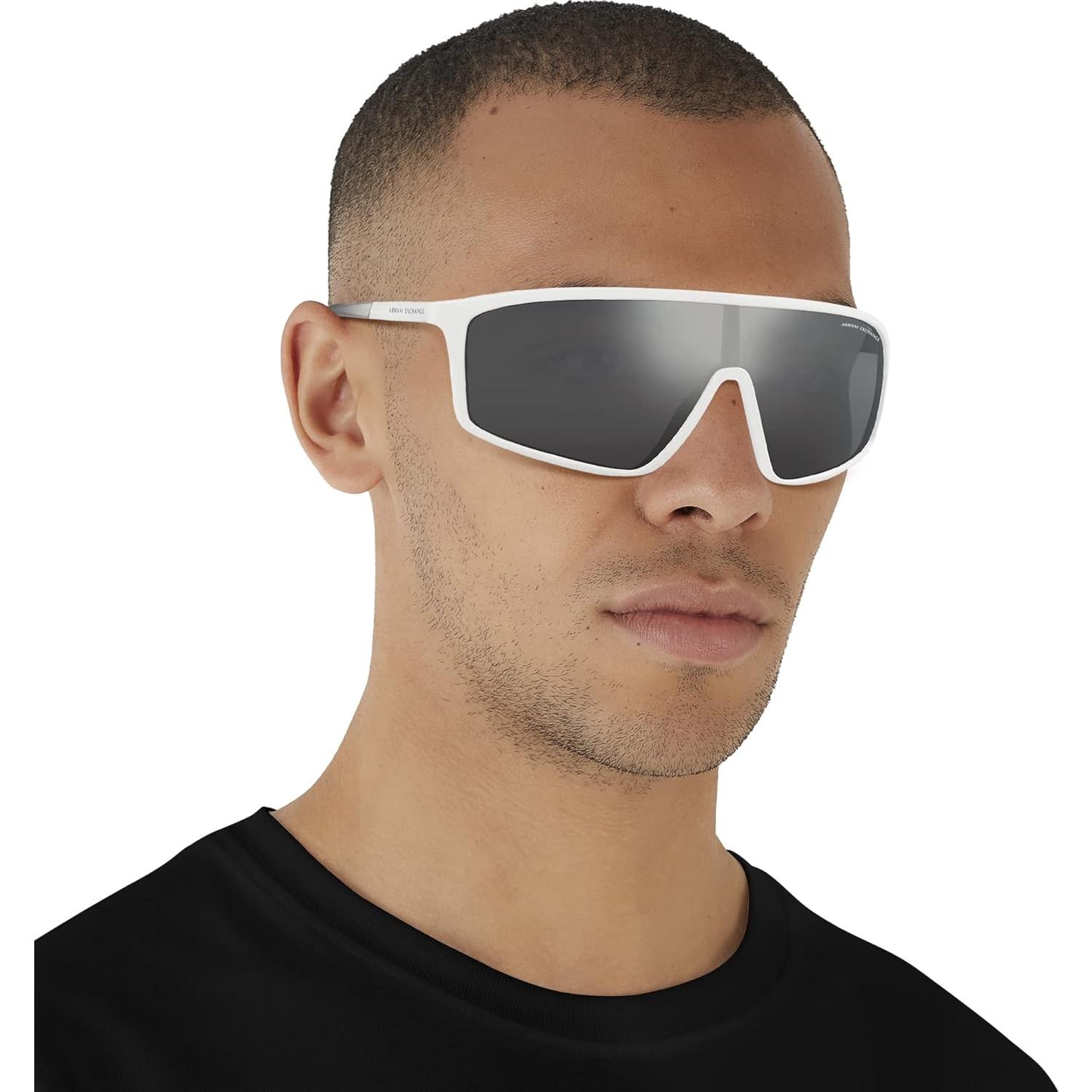 Gafas de sol Armani Exchange hombre marco blanco mate lentes espejados