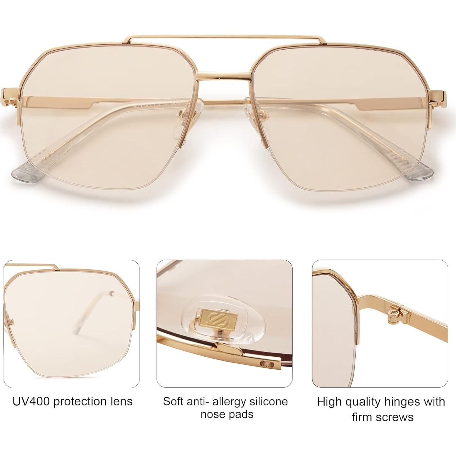 Gafas de sol aviador SOJOS UV400 unisex marco metal SJ1191