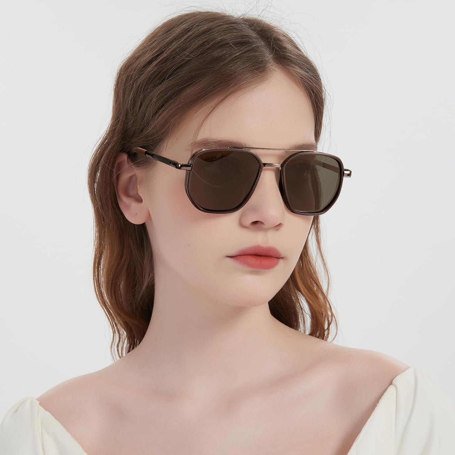 Gafas de sol aviador SODQW con marco cuadrado y doble puente