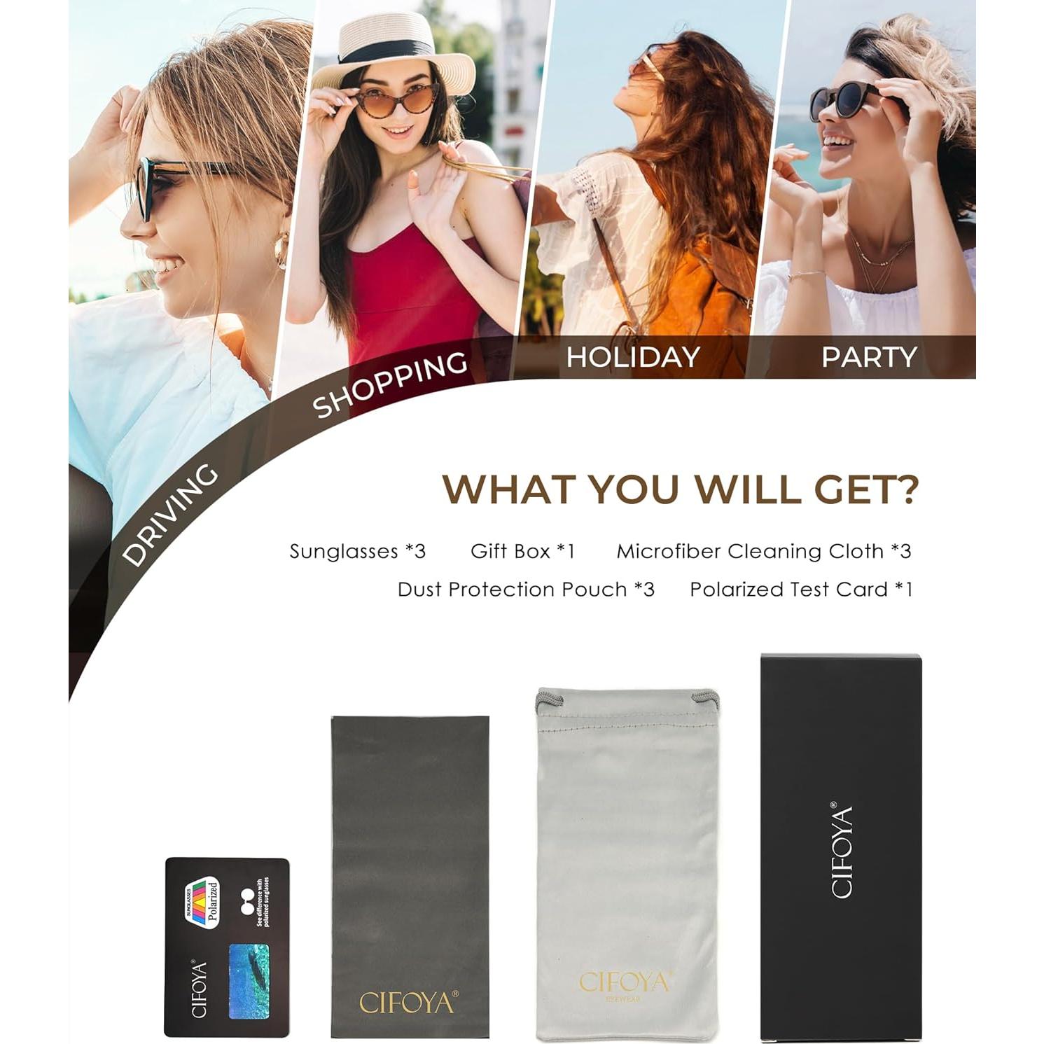 Gafas de sol polarizadas UV400 CIFOYA set 3 piezas retro