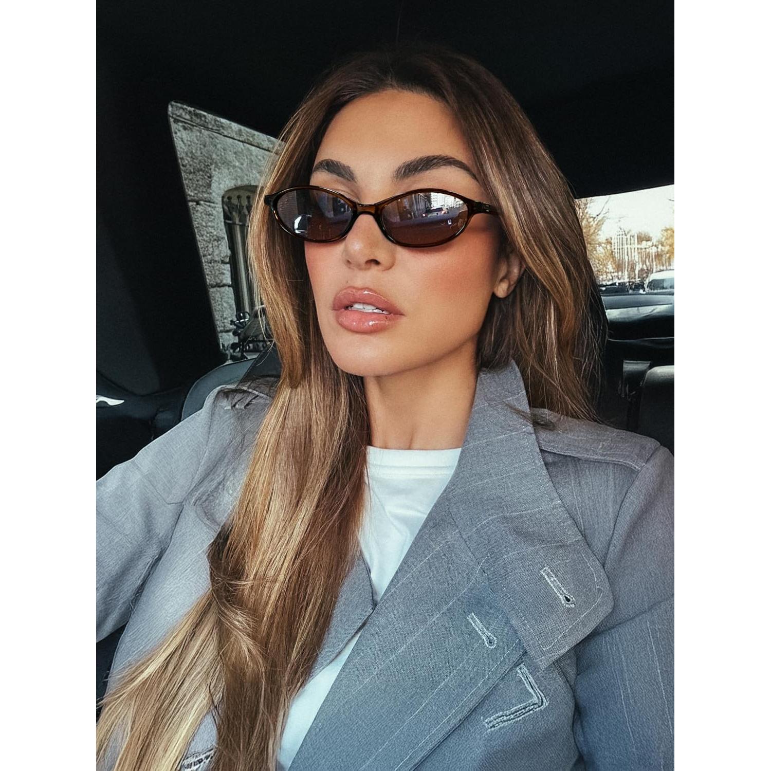 Gafas de Sol Retro Ovaladas FEISEDY UV400 para Mujeres