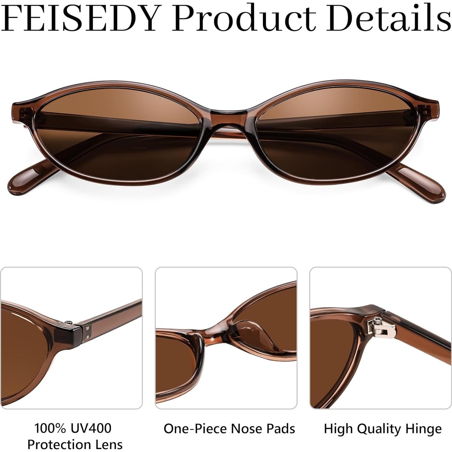 Gafas de Sol Retro Ovaladas FEISEDY UV400 para Mujeres
