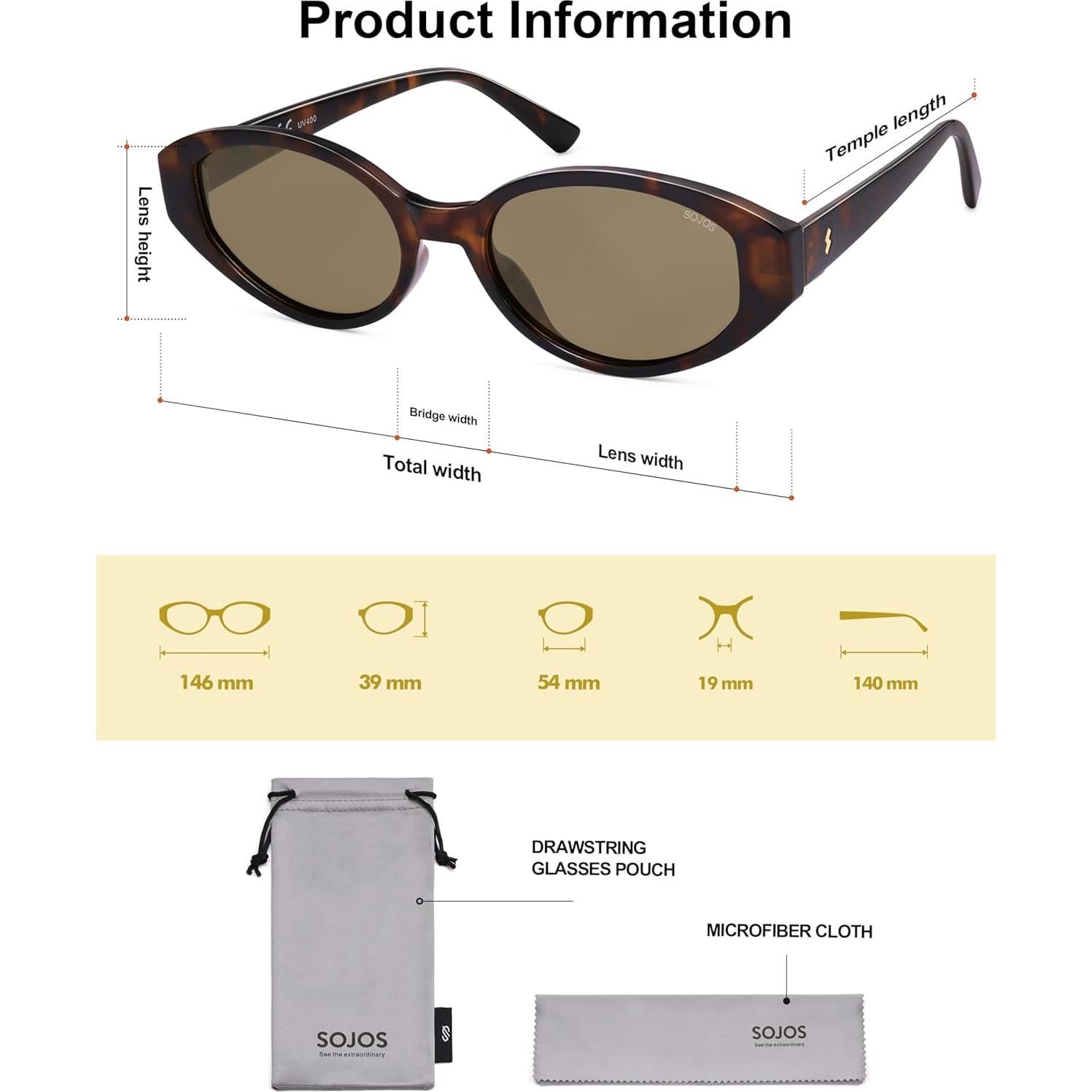 Gafas de sol polarizadas SOJOS SJ2608 retro ovaladas UV400