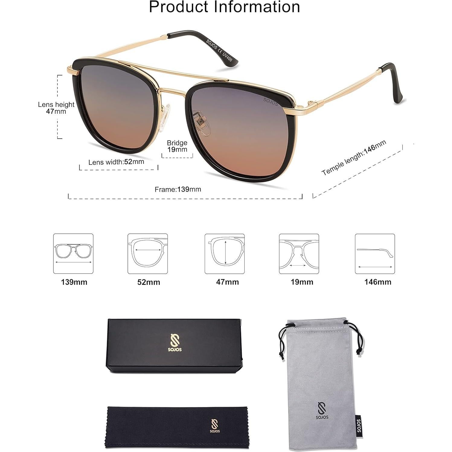 Gafas de Sol Retro Aviador Polarizadas SojoS SJ2180 UV400