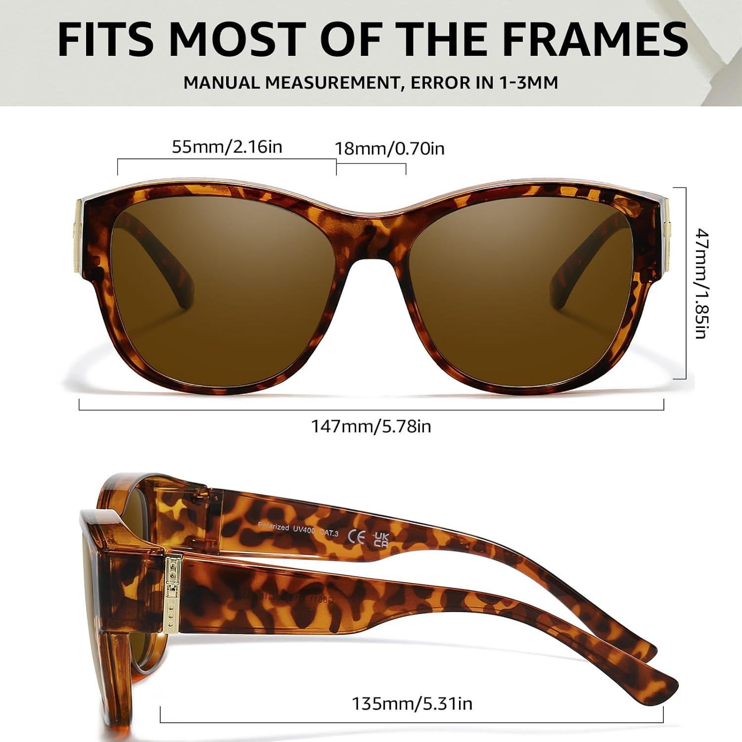 Gafas de sol polarizadas TJUTR para mujeres UV400 gran tamaño