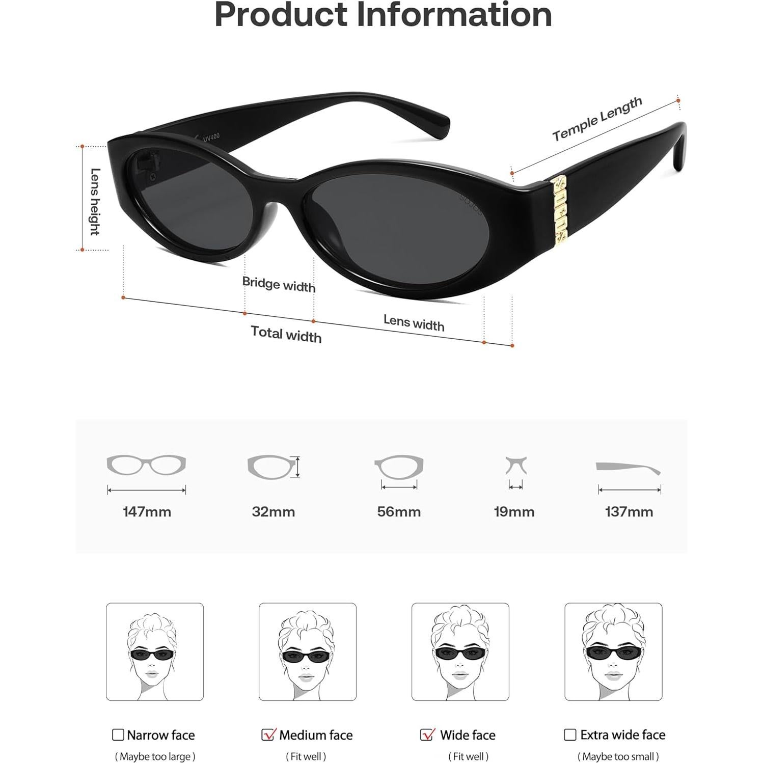 Gafas de sol ovaladas polarizadas SOJOS SJ2364 para mujeres