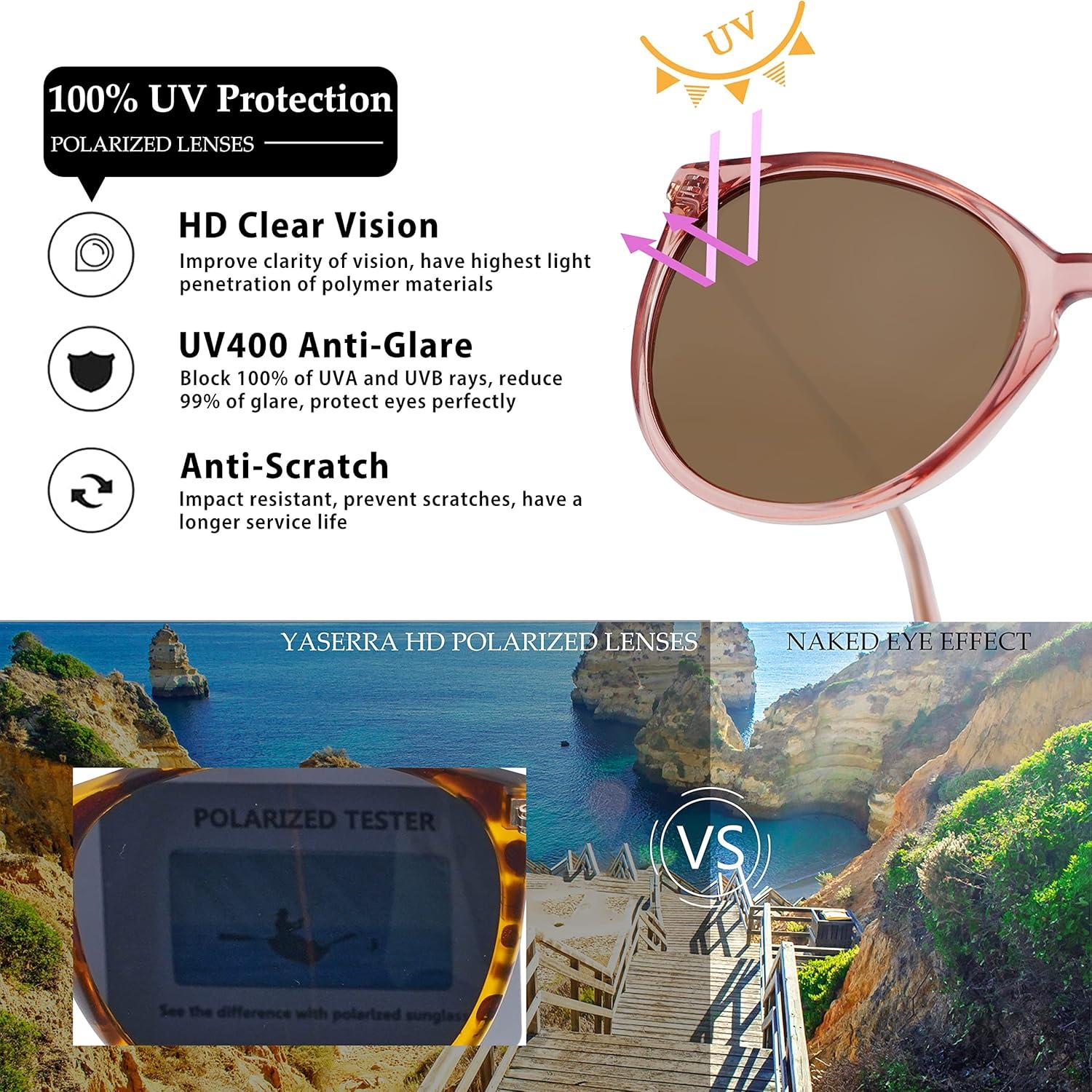 Gafas de sol polarizadas UV400 redondas vintage para mujer y hombre