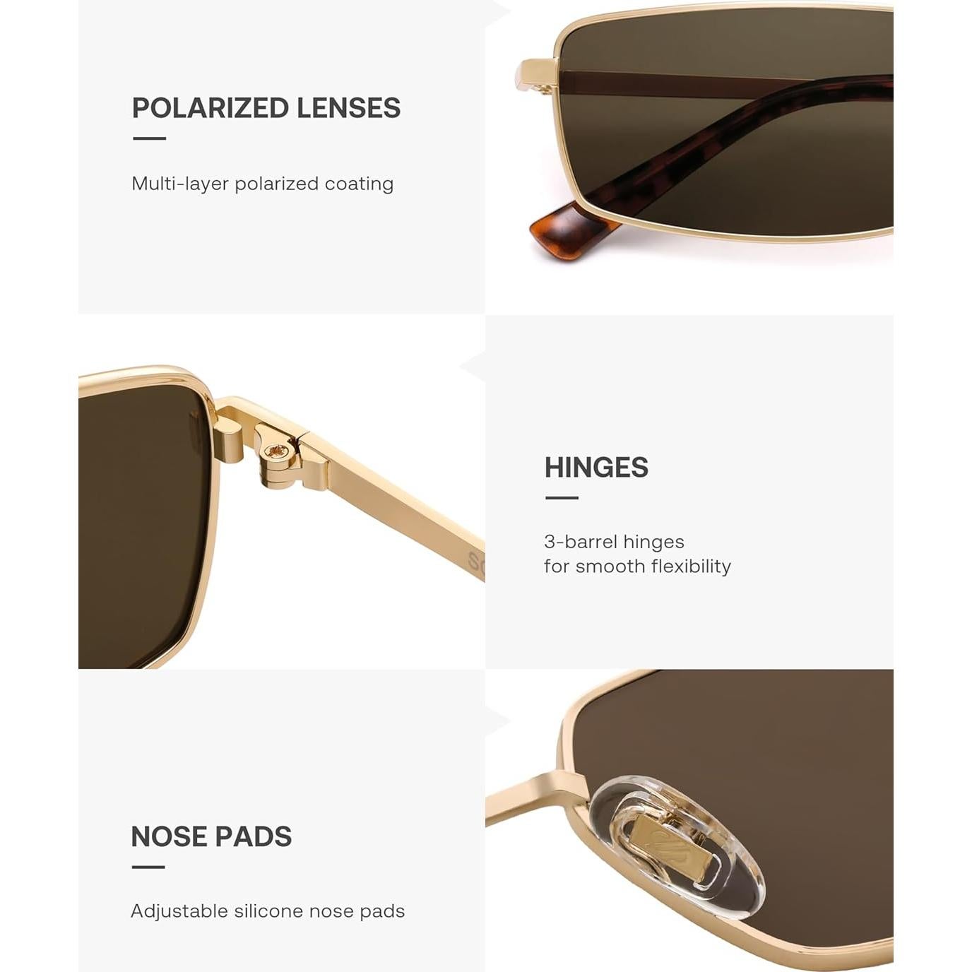 Gafas de sol polarizadas SOJOS SJ1247 UV400 oro/marrón