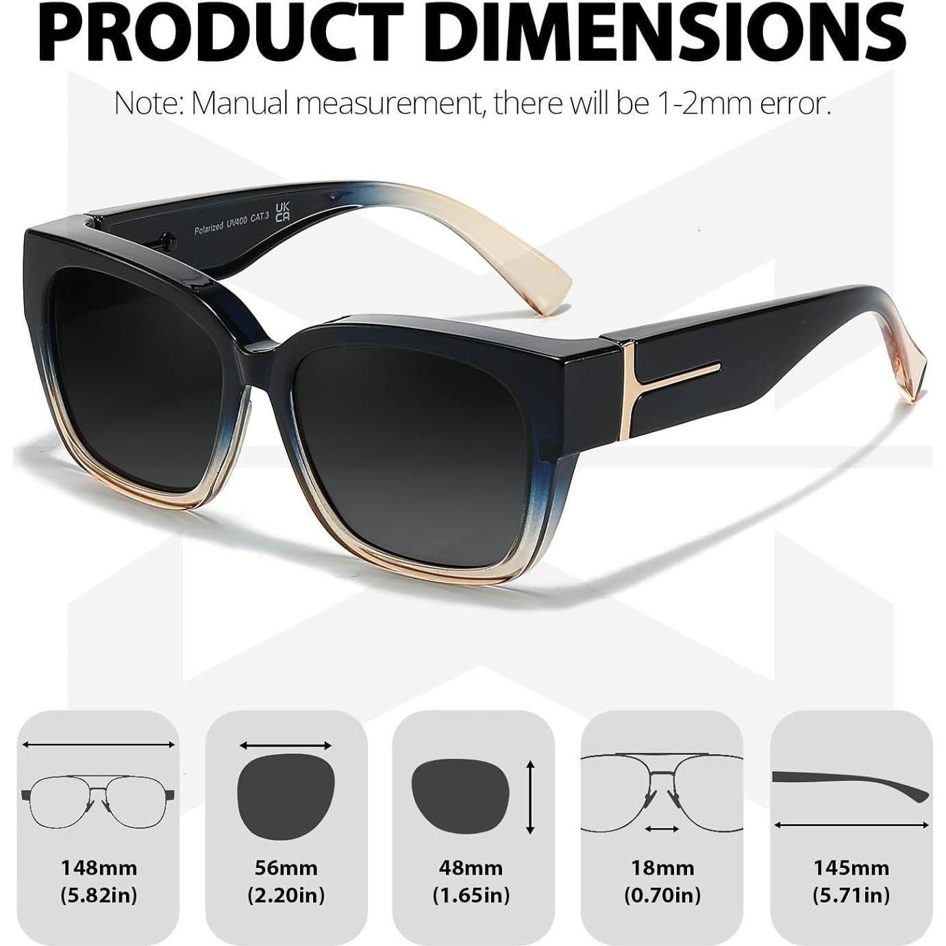 Gafas de sol Myiaur Fit Over polarizadas UV400 para mujer