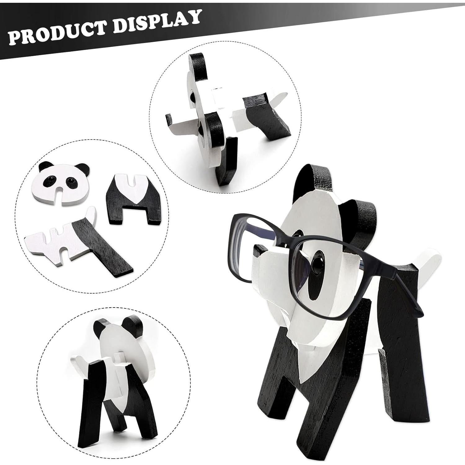 Soporte de Gafas de Madera Panda Creativo 10x9.4x15 cm