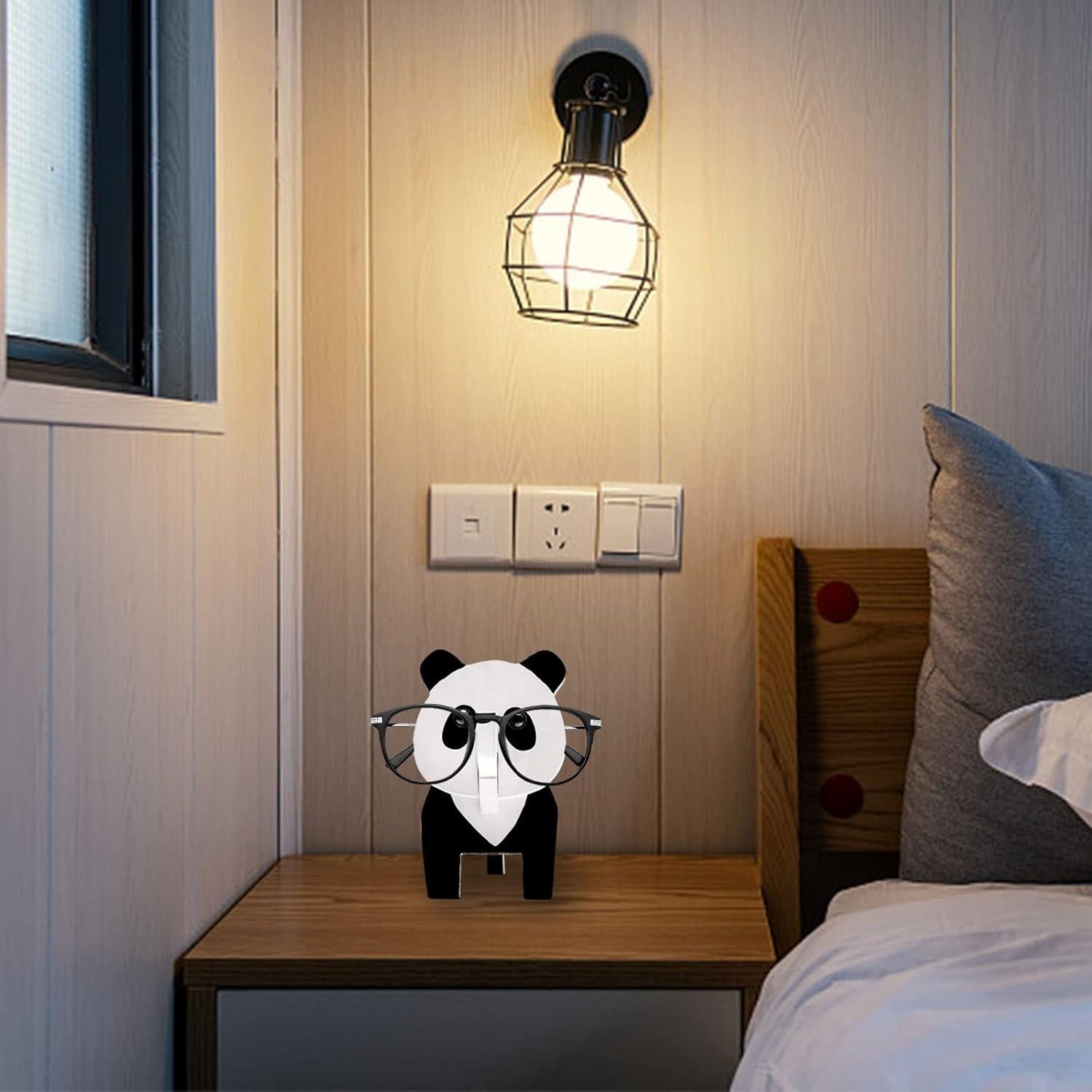 Soporte de Gafas de Madera Panda Creativo 10x9.4x15 cm