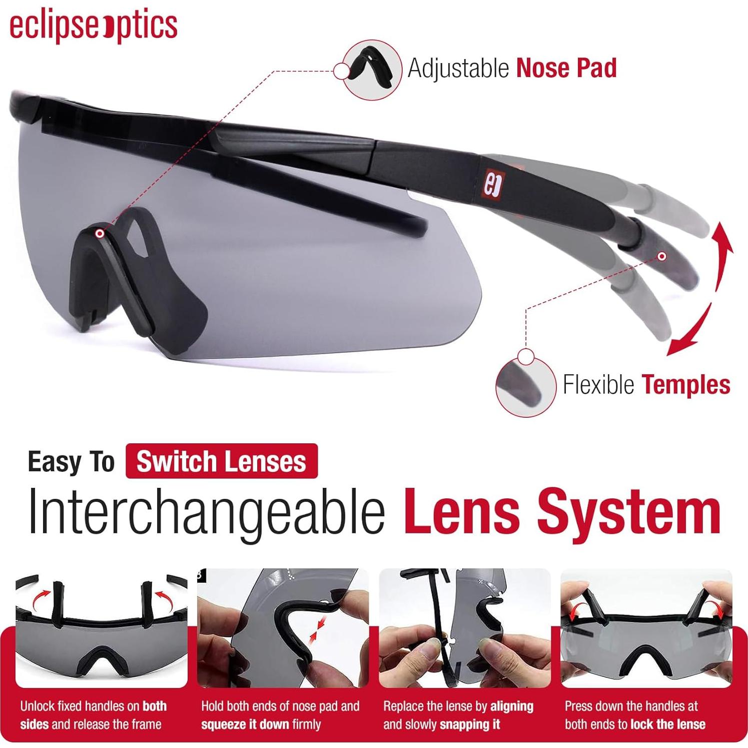 Gafas de Tiro EclipseOptics UV400 con Lentes Resistentes