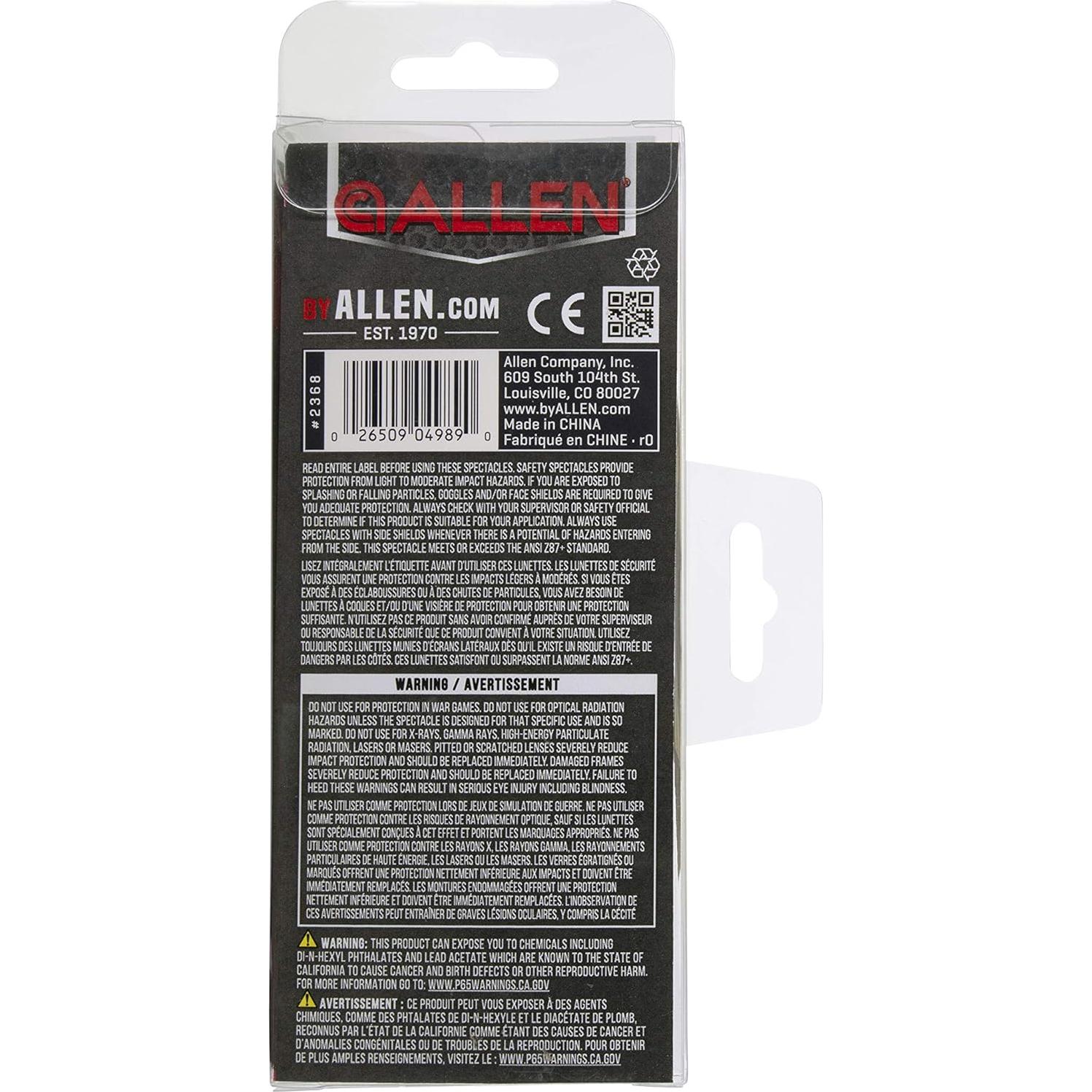 Gafas de Seguridad Allen Trigger, Lentes Claras, ANSI Z87+