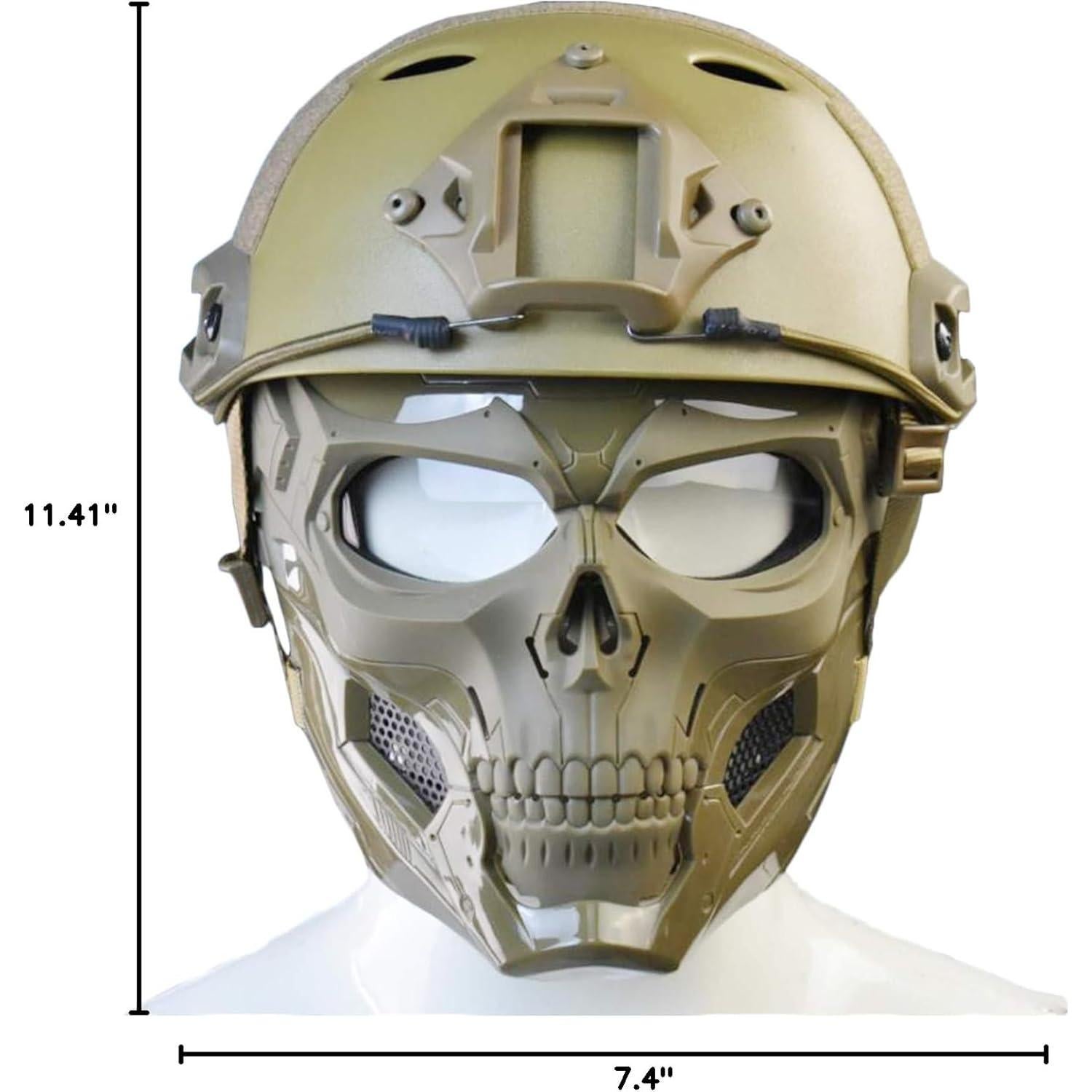 Máscara Táctica Completa JFFCESTORE con Casco y Lentes Claros