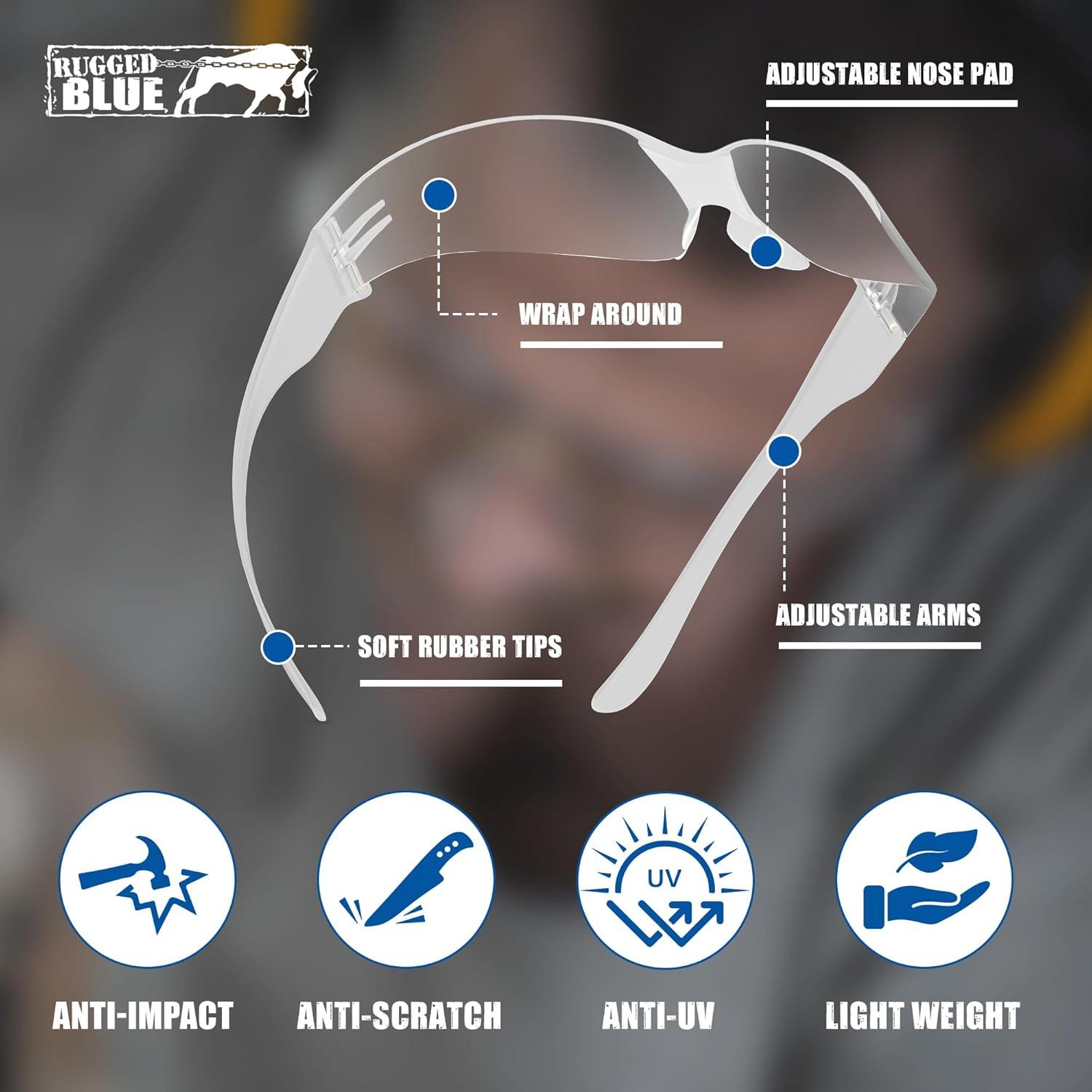 Gafas de Seguridad Rugged Blue SC-260 Claras ANSI Z87