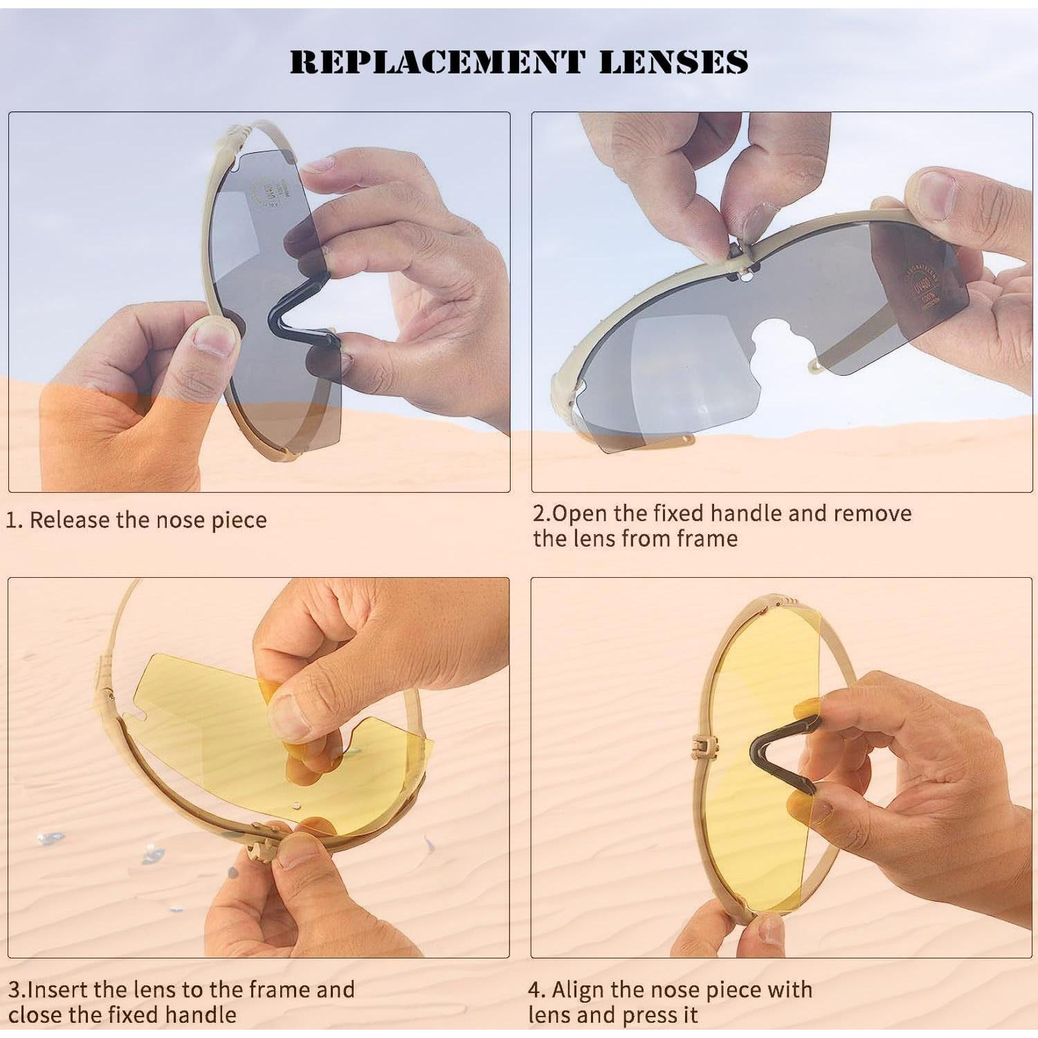 Gafas Tácticas Polarizadas Tryway con 4 Lentes Intercambiables