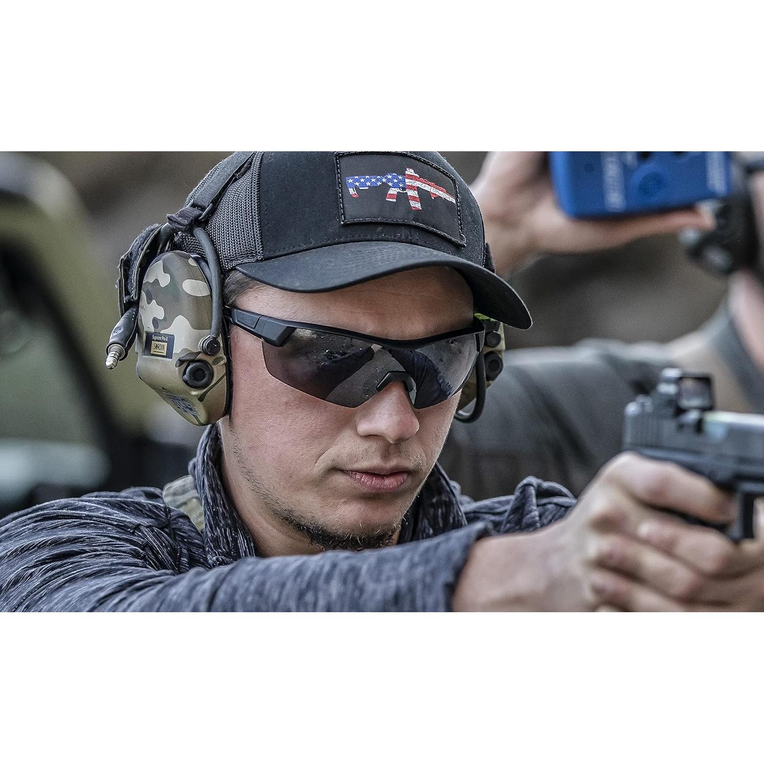 Gafas de sol tácticas STNGR Lo-Drag con lentes ahumados y claros