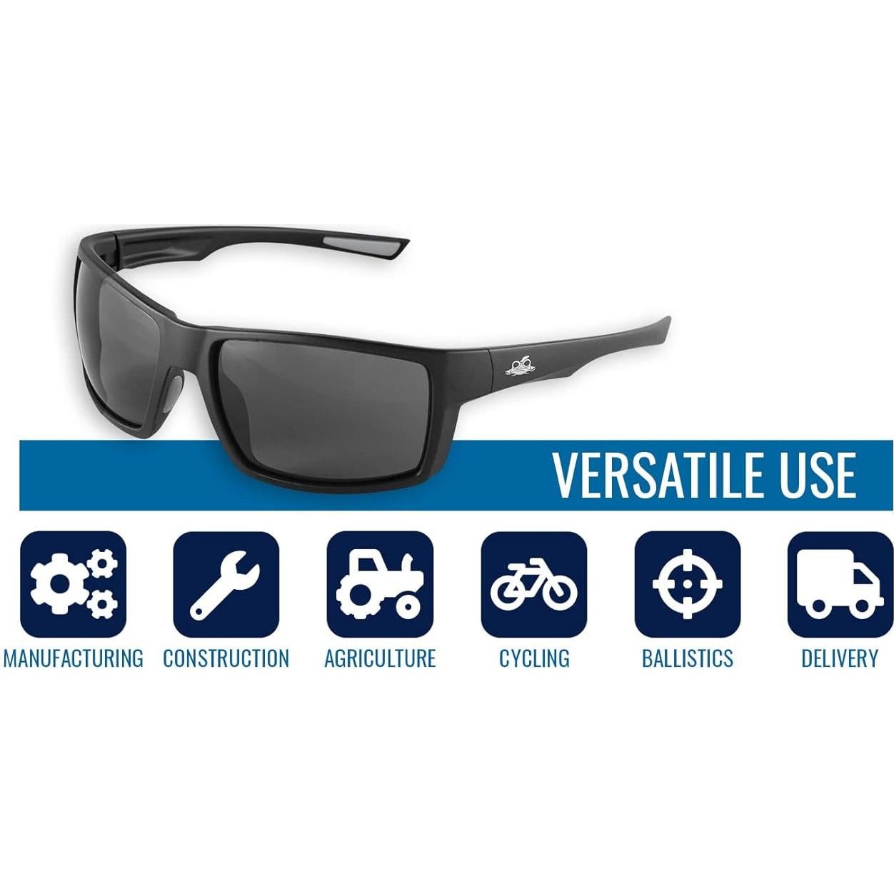 Gafas de Seguridad Amberjack 360-11226 Anti-niebla UV Lentes Ahumados