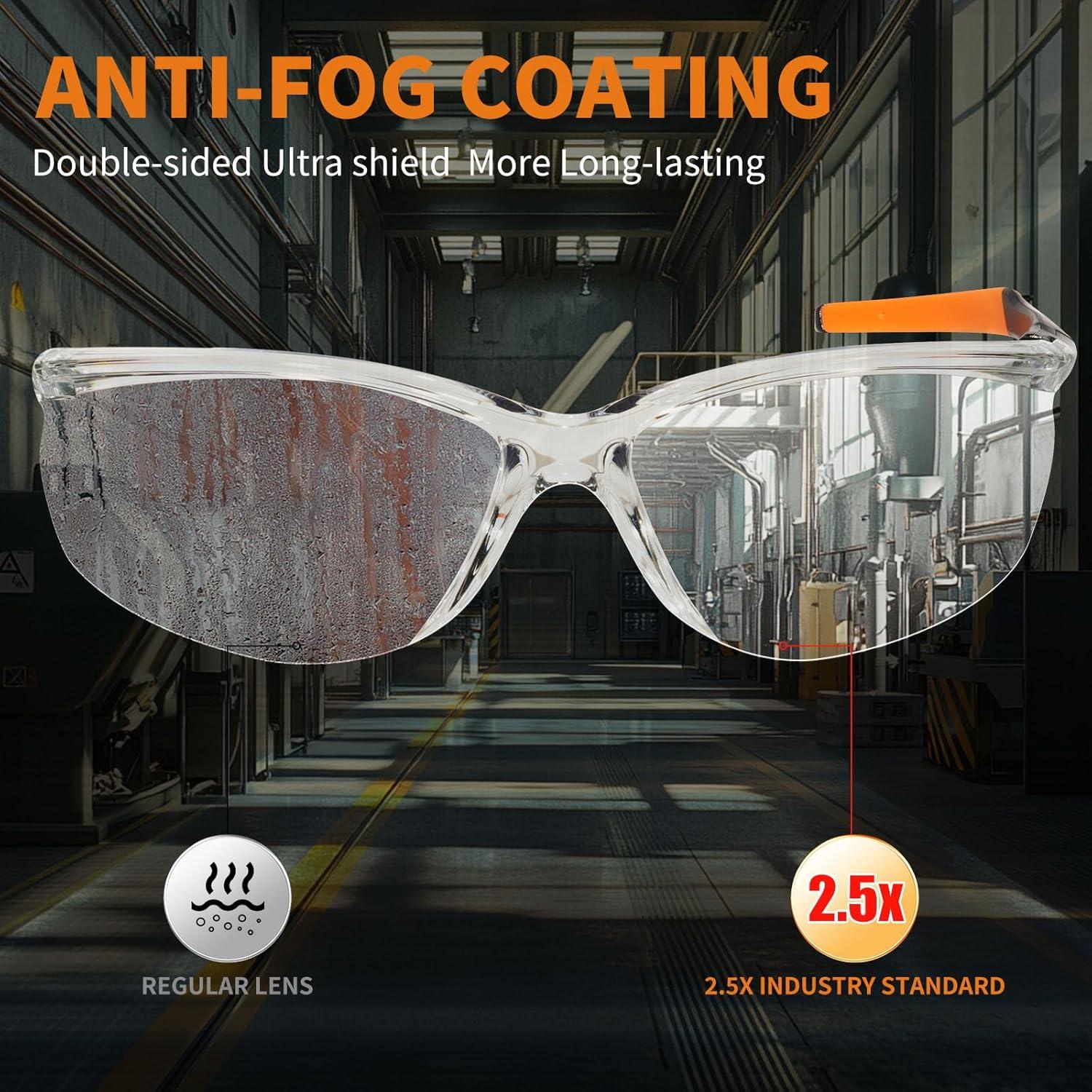 Gafas de Seguridad Transparentes VICOGARD Premium - 2 Unidades, Lentes Resistentes a Niebla y Arañazos