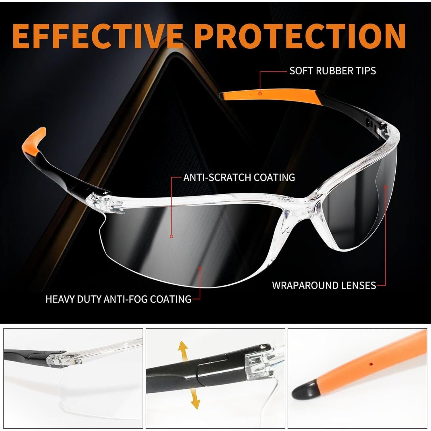 Gafas de Seguridad Transparentes VICOGARD Premium - 2 Unidades, Lentes Resistentes a Niebla y Arañazos