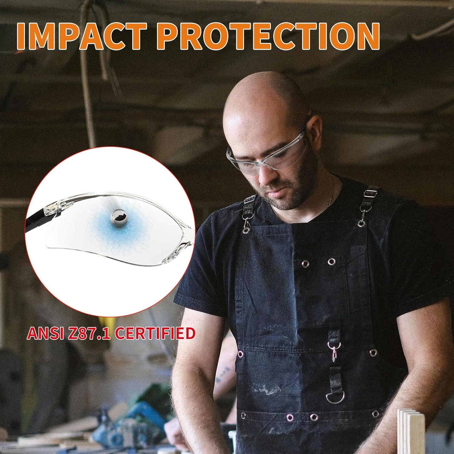 Gafas de Seguridad Transparentes VICOGARD Premium - 2 Unidades, Lentes Resistentes a Niebla y Arañazos