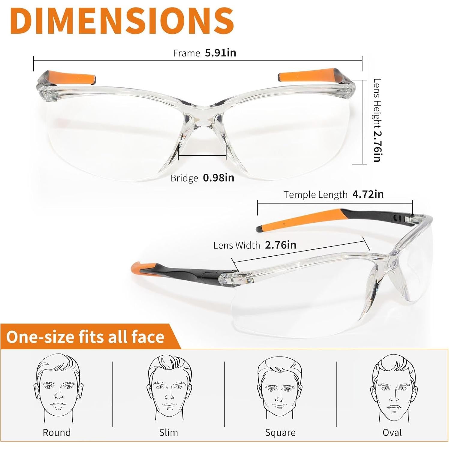 Gafas de Seguridad Transparentes VICOGARD Premium - 2 Unidades, Lentes Resistentes a Niebla y Arañazos