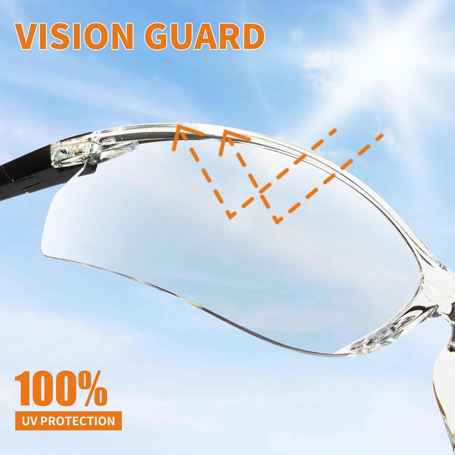 Gafas de Seguridad Transparentes VICOGARD Premium - 2 Unidades, Lentes Resistentes a Niebla y Arañazos