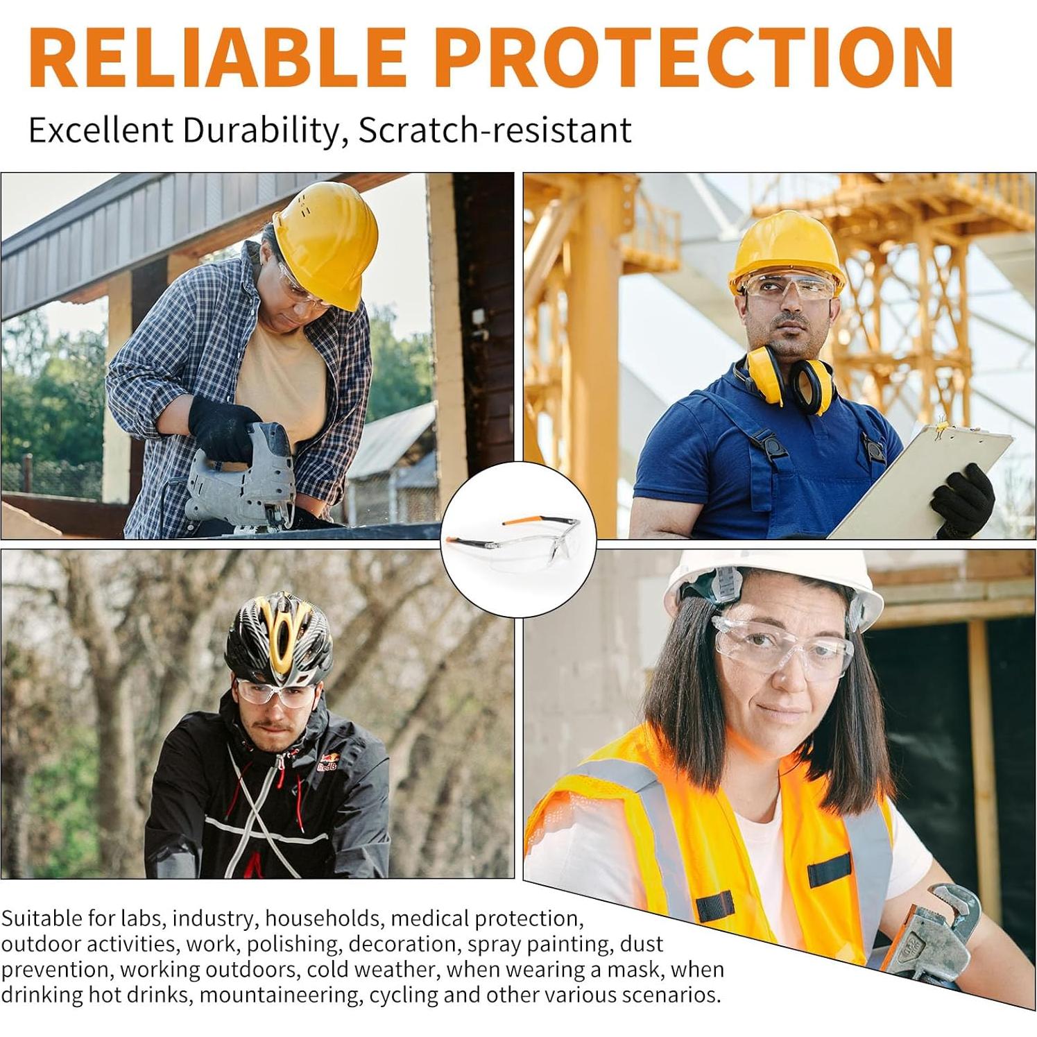 Gafas de Seguridad Transparentes VICOGARD Premium - 2 Unidades, Lentes Resistentes a Niebla y Arañazos